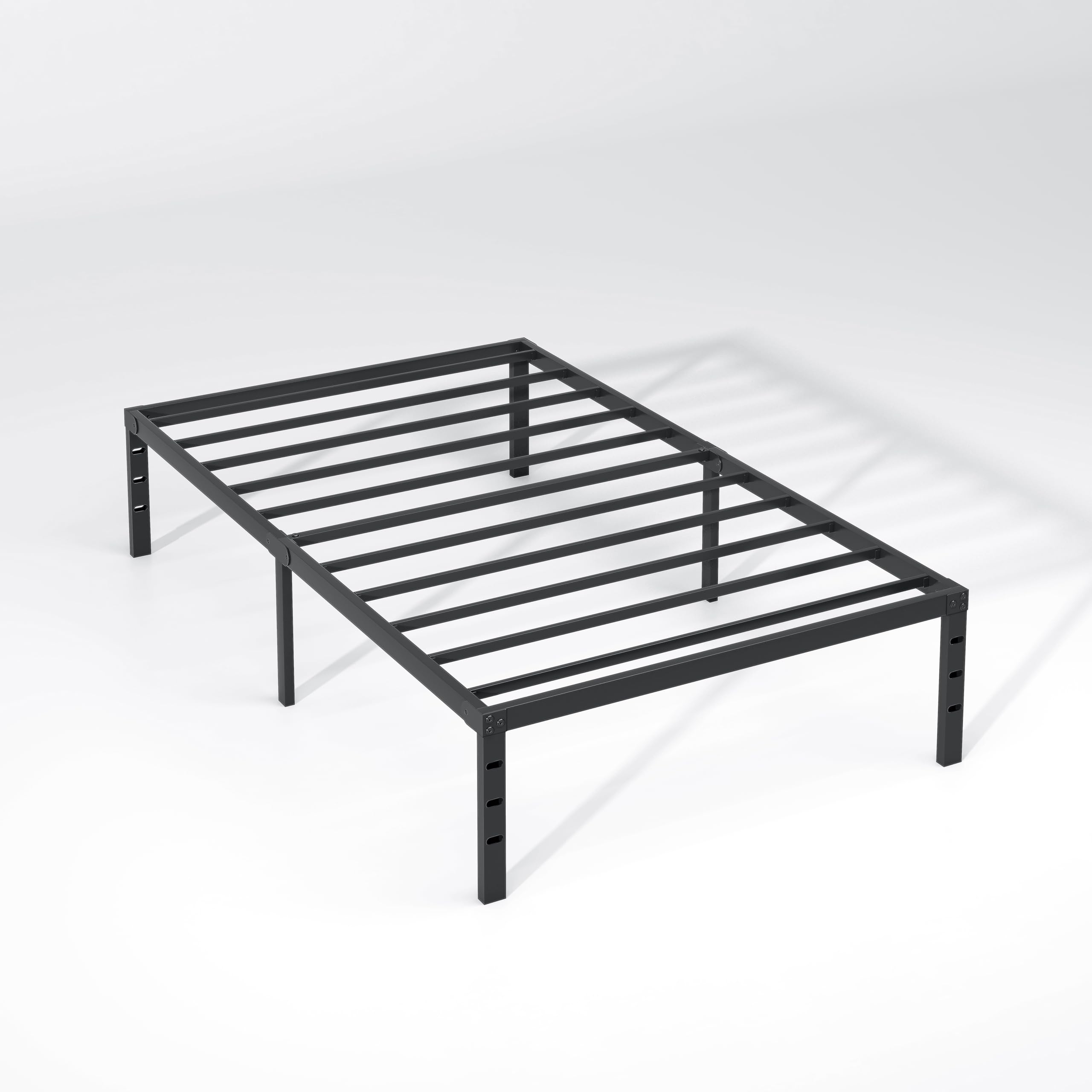 Metal Twin Size Bed Frame with Storage Space - Heavy Duty Sturdy Mattress Foundation, Easy Assembly No Box Spring Needed - 14 Inch Black Bed Frame for Small Spaces & Guest Rooms