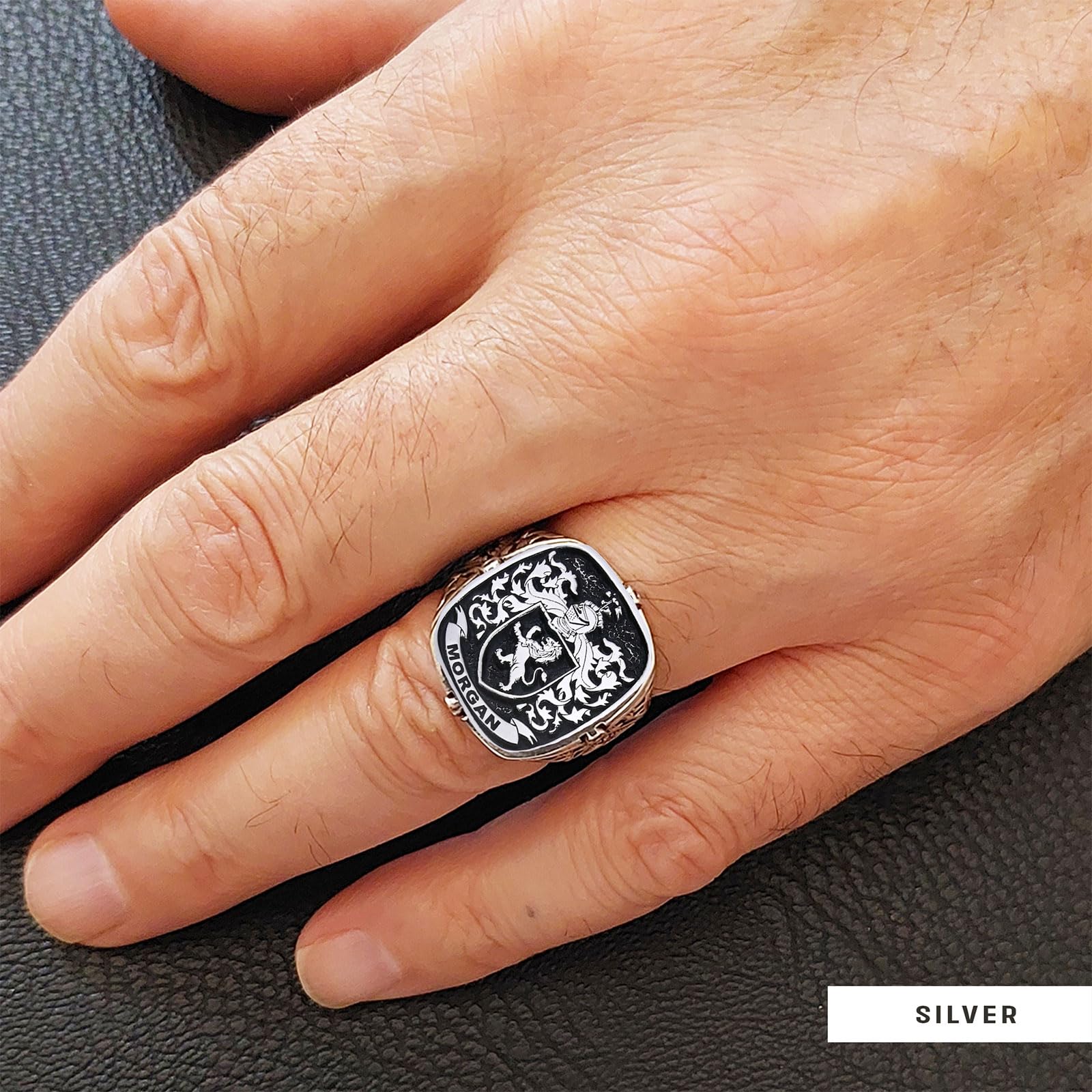 Customized Coat of Arms Family Crest Ring - Personalized Engraved Signet Ring for Men & Women - Unique Celtic Heritage Jewelry Gift for Weddings, Anniversaries & Family Heirlooms