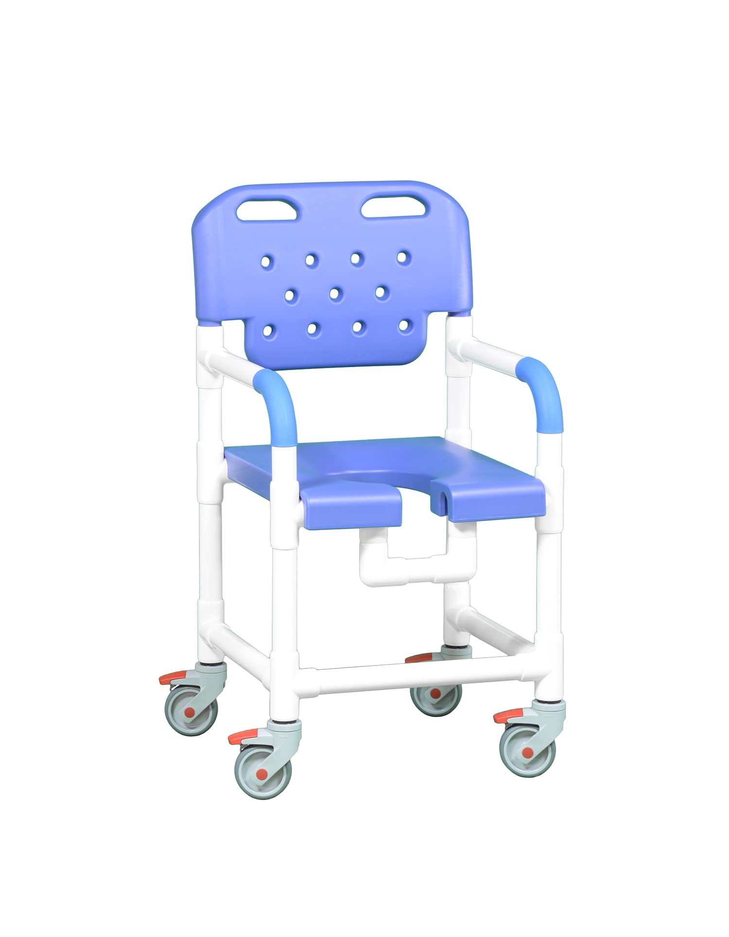 IPU PLT817 Platinum Line Rolling Shower Chair Commode - Adjustable Height Bathroom Safety Seat for Elderly & Disabled, Over Toilet & Shower Use (Red/Blue) - Ideal for Home Care, Assisted Living & Mobility Assistance