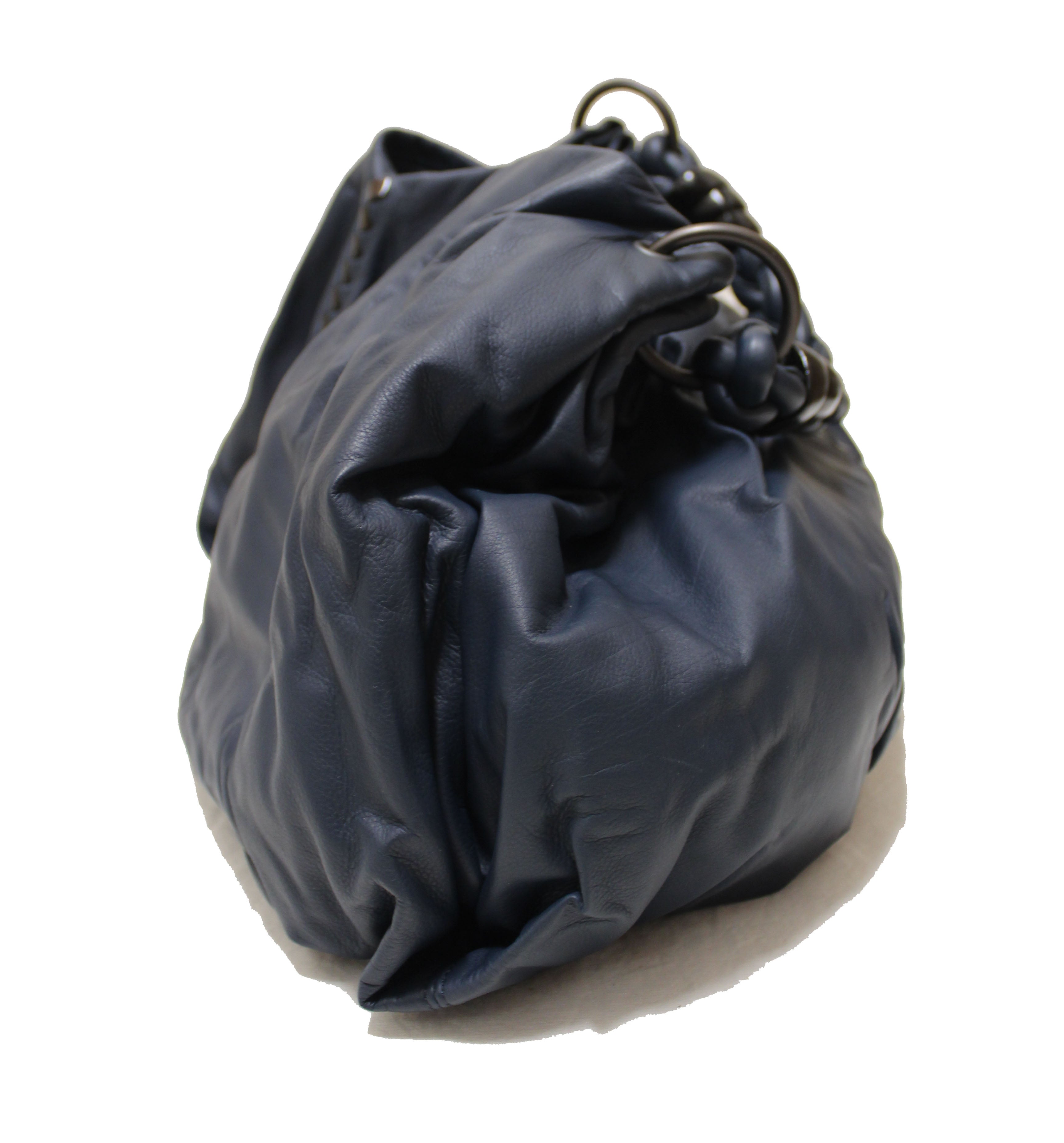 Authentic Bottega Veneta Blue Nappa Leather Large Hobo Bag - Luxury Handbag for Women, Perfect for Work, Travel & Evening Events
