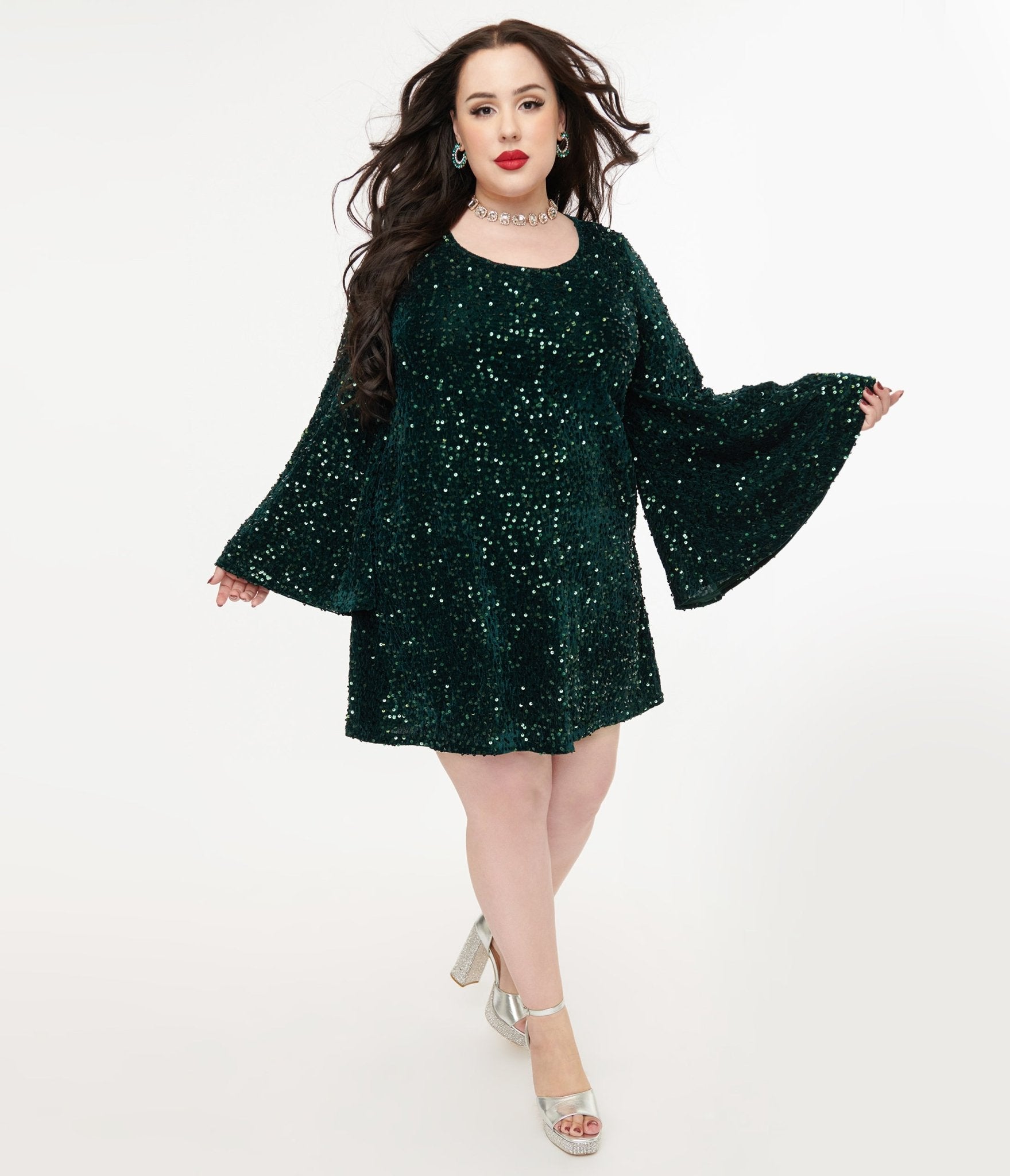 Smak Parlour 1960s Green Sequin Mini Dress for Women - Plus Size Vintage Party Dress for Night Out, Club, Cocktail, Holiday & Special Occasions