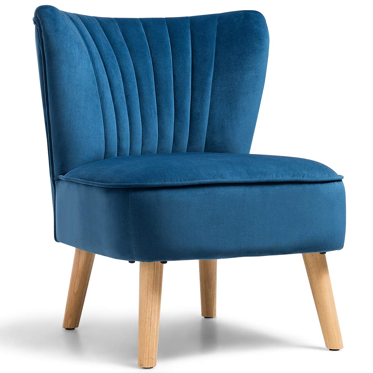Giantex Velvet Accent Chair - Modern Upholstered Sofa Chair with Wood Legs & Thick Padding, Armless Wingback Club Chair for Living Room, Bedroom, Office - Perfect for Reading Nooks, Lounge Areas & Home Decor