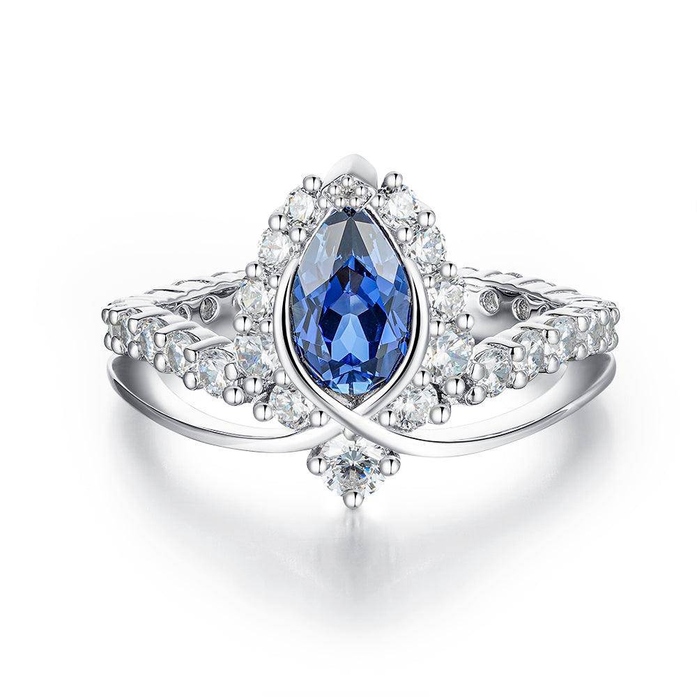 Luxury ENDLESS BLUE Pear-Shaped Sapphire Ring | Elegant Crown Design Jewelry | Perfect for Engagement, Wedding & Anniversary Gifts