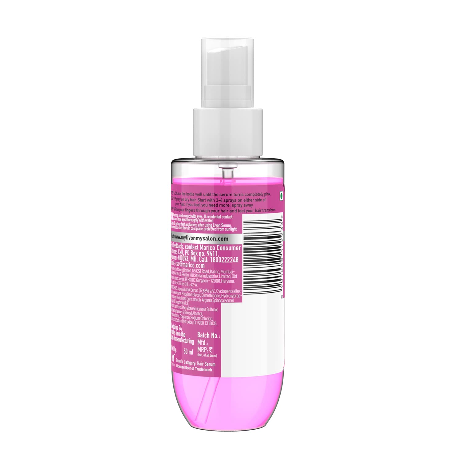 Livon Shake & Spray Hair Serum - Instant Shine, Frizz Control & Damage Protection with Vitamin E & Argan Oil - Travel-Friendly 50ml Spray for Women & Men - Perfect for Dry, Damaged Hair at Home, Gym or On-The-Go
