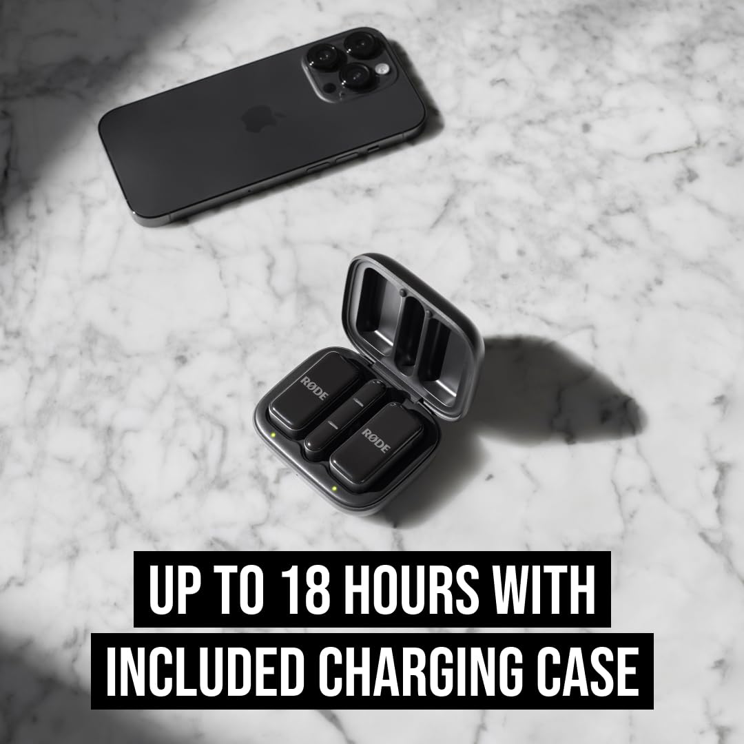 RØDE Wireless Micro - Compact Wireless Microphone System with 2 Mics & Charging Case for iPhone, Android Smartphones - Perfect for Vlogging, YouTube, Live Streaming & Content Creation - Lightning Connector, Black
