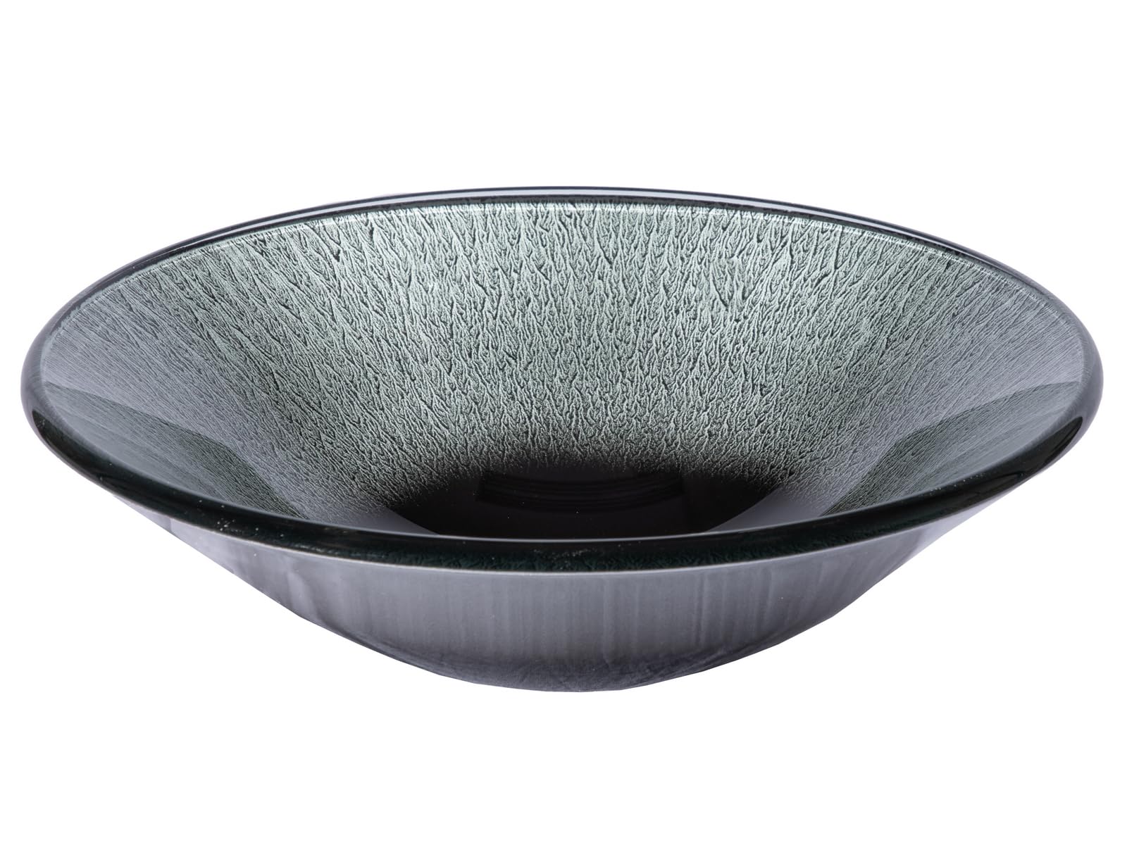 Silver Streams Black Glass Vessel Bathroom Sink - Modern Round Above Counter Basin for Vanity, Powder Room & Luxury Home Decor