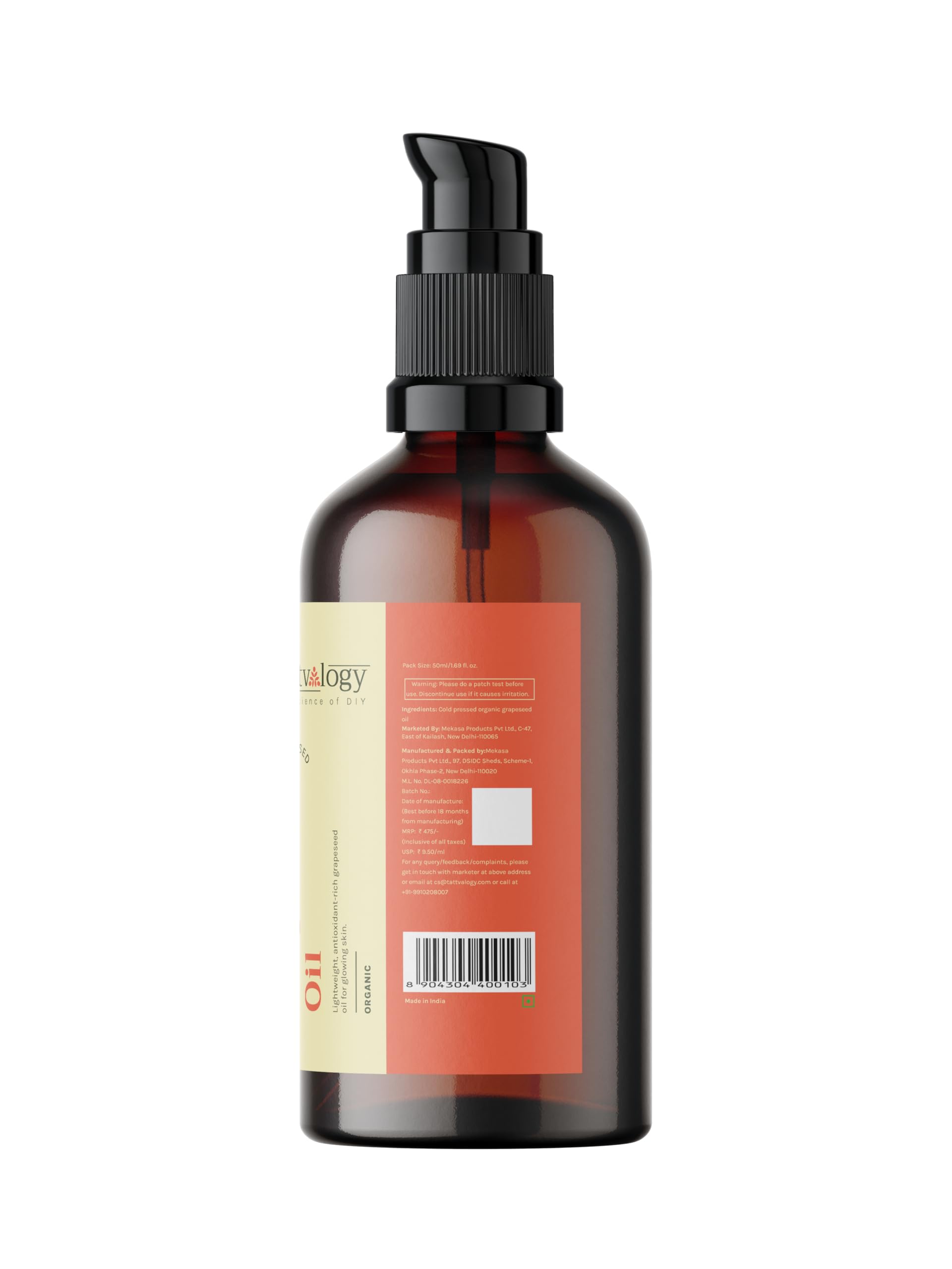 Organic Cold Pressed Grapeseed Oil for Face & Body - Anti-Aging, Acne Treatment & Skin Hydration - Rich in Vitamins E & Essential Fatty Acids - 50ml - Perfect for Daily Skincare Routine & Massage Therapy