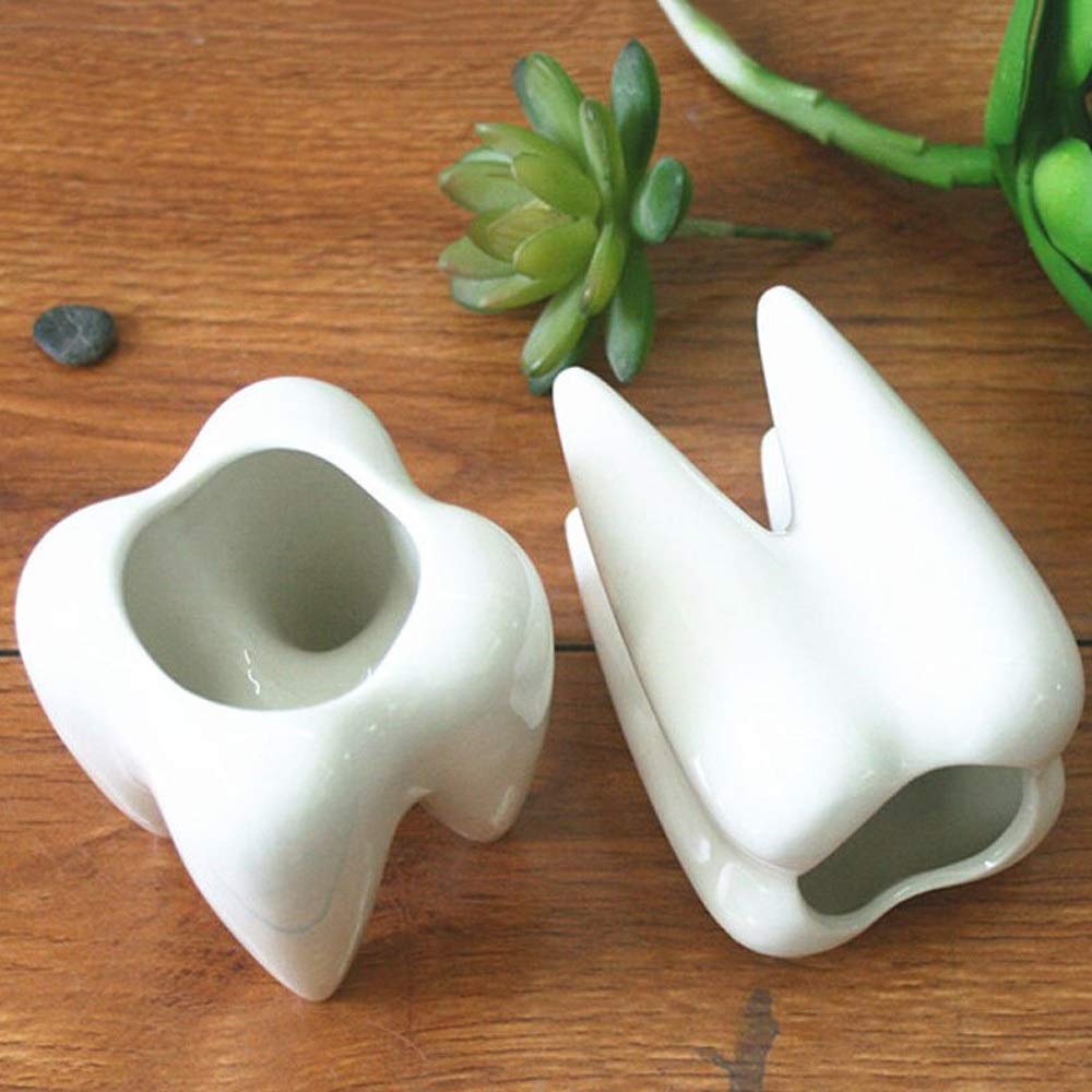 Ceramic Toothbrush Holder - Stylish Desk Organizer for Office & School | Pencil & Brush Storage Container | Decorative Succulent Plant Pot | Perfect Gift Idea for Home & Workspace Organization