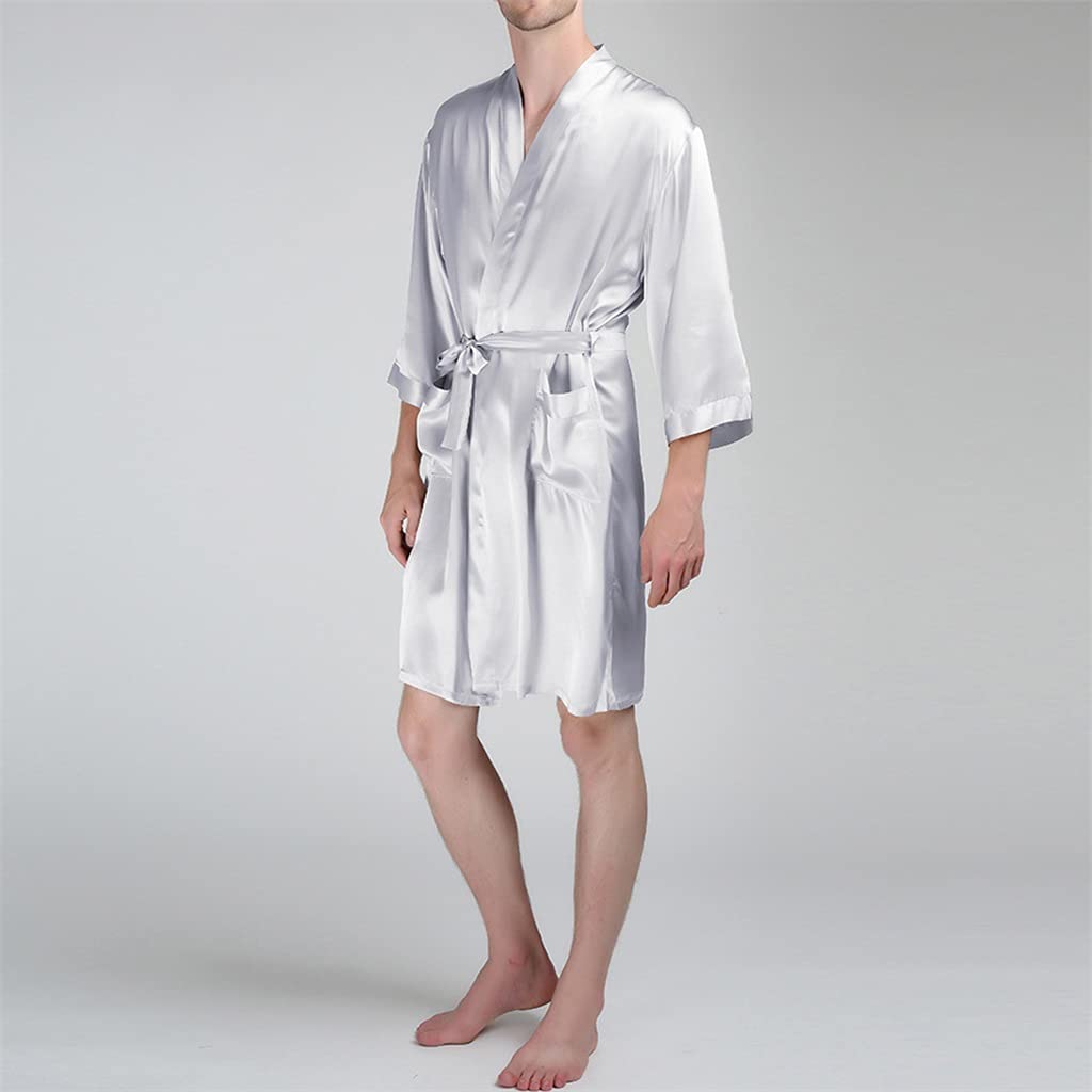 **Men's Lightweight Bathrobe - Soft & Comfortable Summer Pajamas, Casual Homewear for Spring & Summer - XL Size (Color A) - Perfect for Lounging, Spa Days & Beach Cover-Ups**