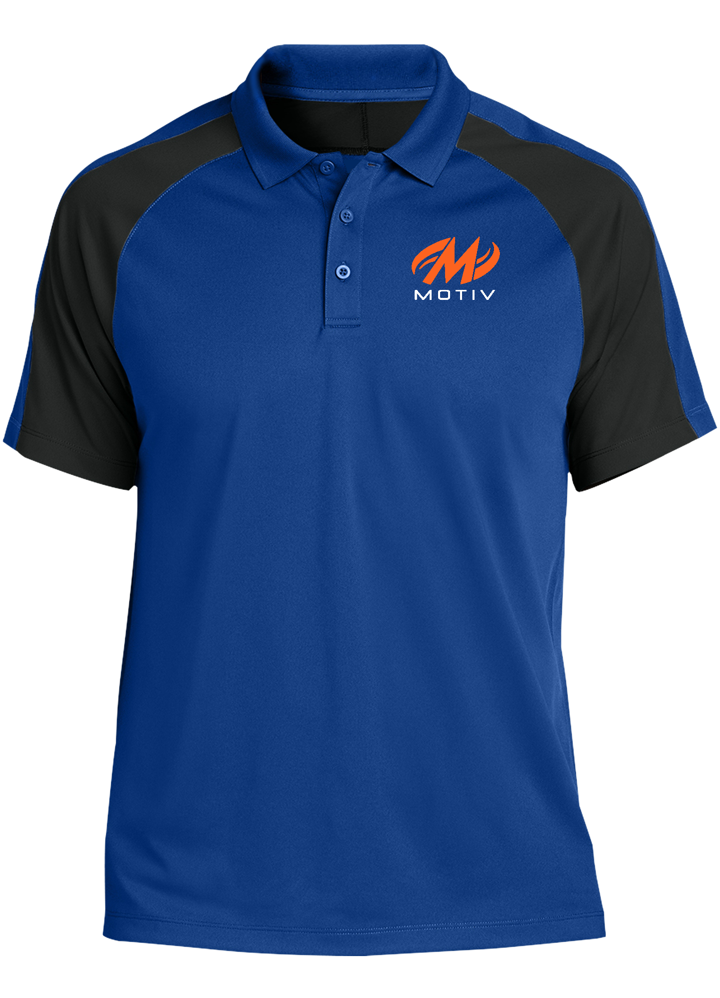 Motiv Tournament Polo Shirt - Royal Blue & Black - Perfect for Bowling Leagues, Tournaments, and Casual Wear