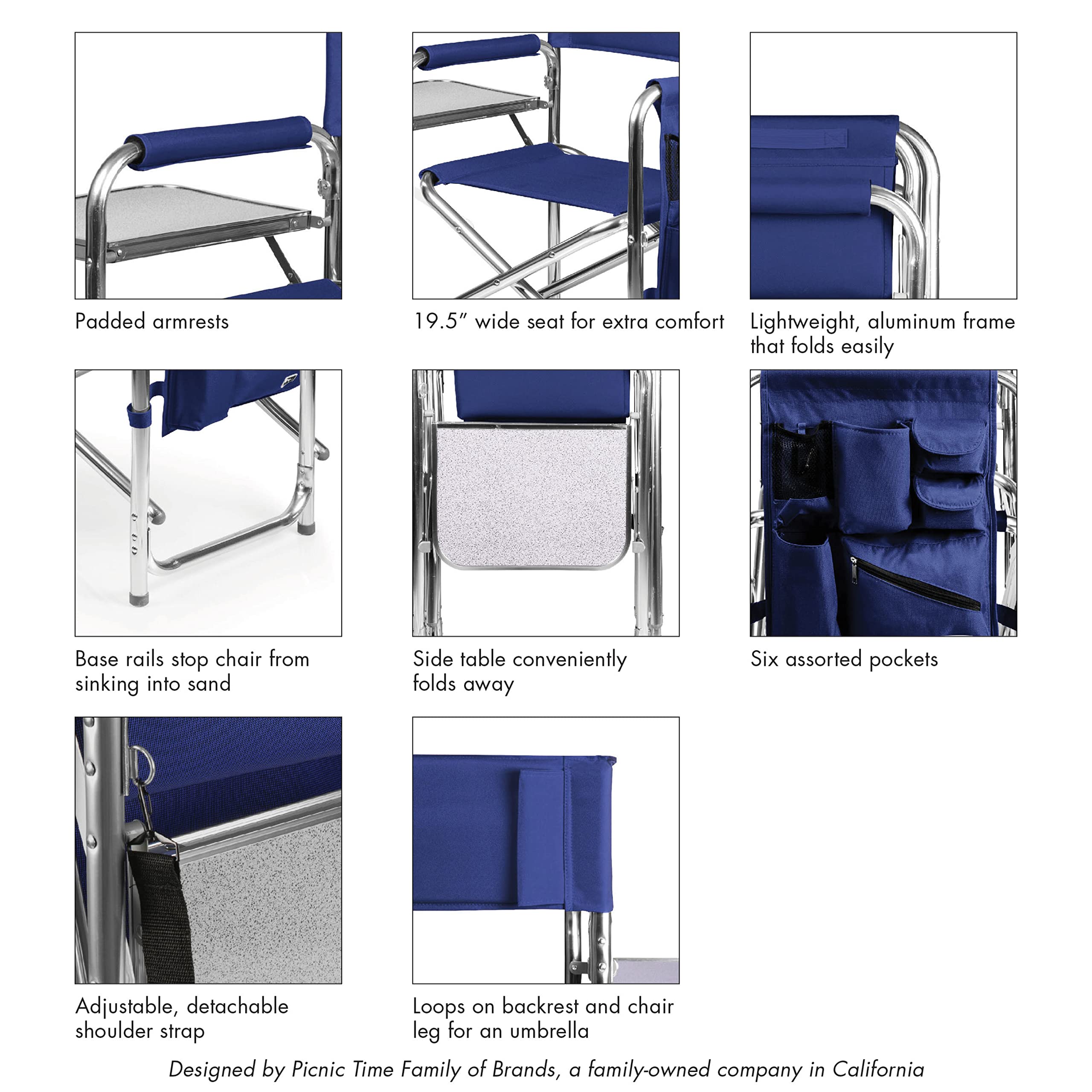 PICNIC TIME NHL Toronto Maple Leafs Folding Sports Chair with Side Table - Portable Camping Chair for Adults - Perfect for Beach, Tailgating, and Outdoor Events