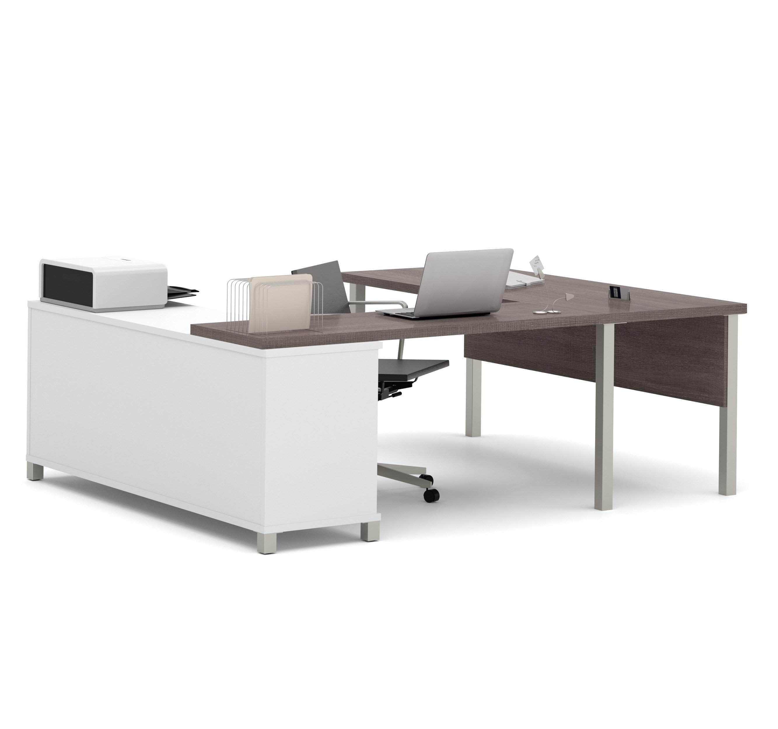 Premium U-Shaped Executive Desk in Bark Grey - Spacious Home Office Workstation for Professionals & Remote Workers