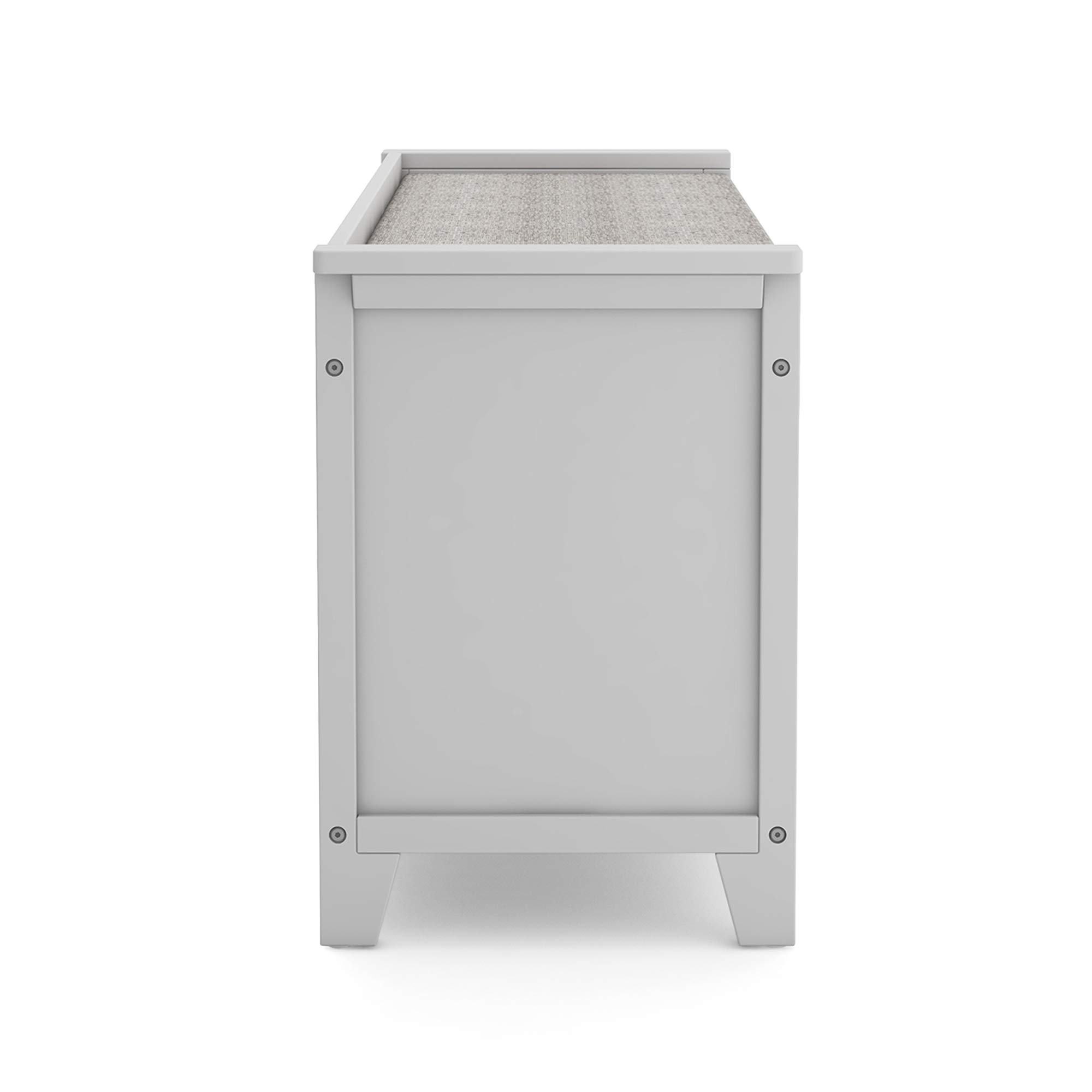 Martha Stewart Kids' Storage Bench in Gray - Wooden Toy Organizer & Book Shelf with Built-in Cushion & Fabric Bins - Perfect for Playroom, Bedroom & Nursery Organization