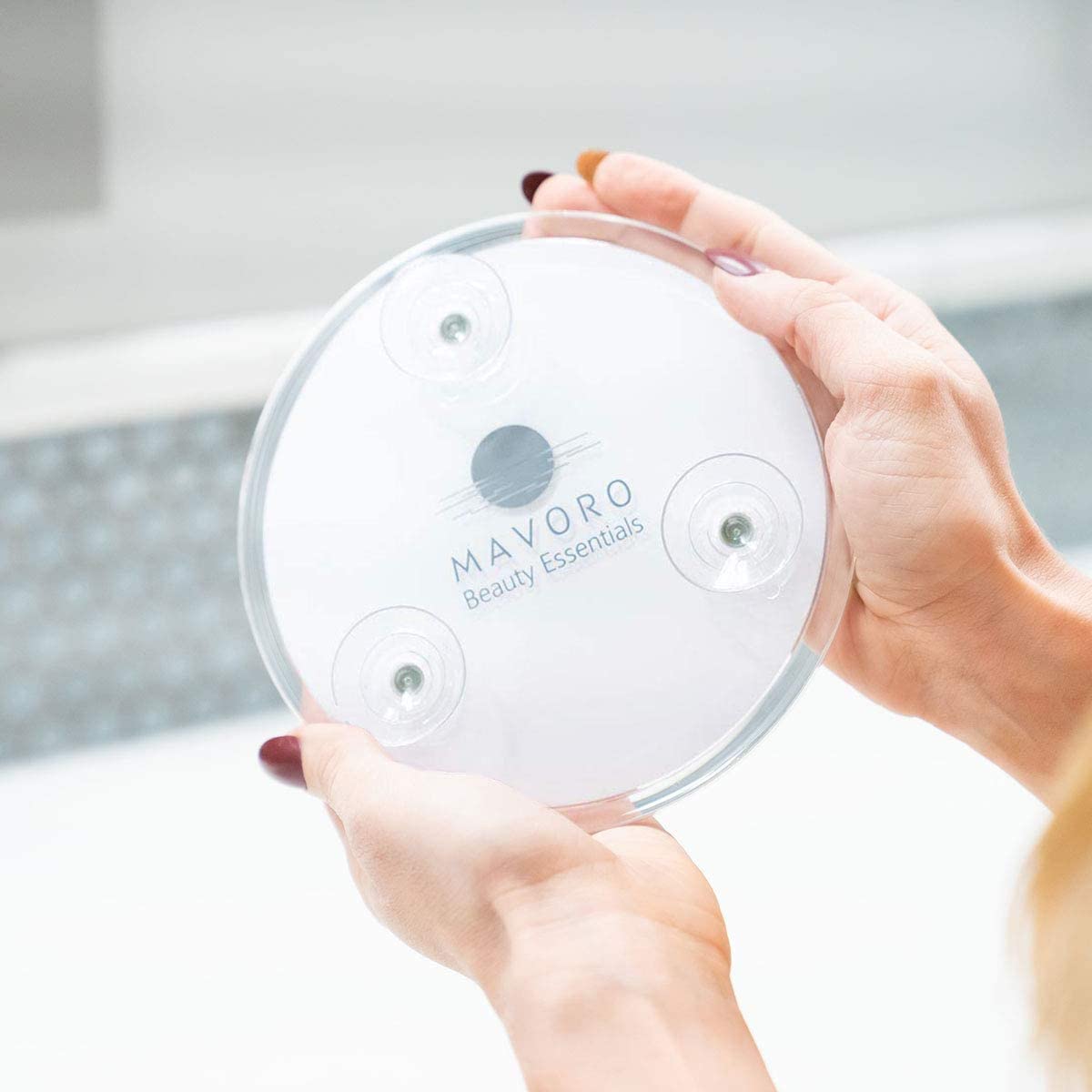 Mavoro 10X Magnifying Mirror with Triple Suction Cups - Portable Travel Makeup Mirror for Precise Cosmetic Application, Eyebrow Shaping & Skincare - Perfect for Bathroom, Vanity & On-the-Go Use