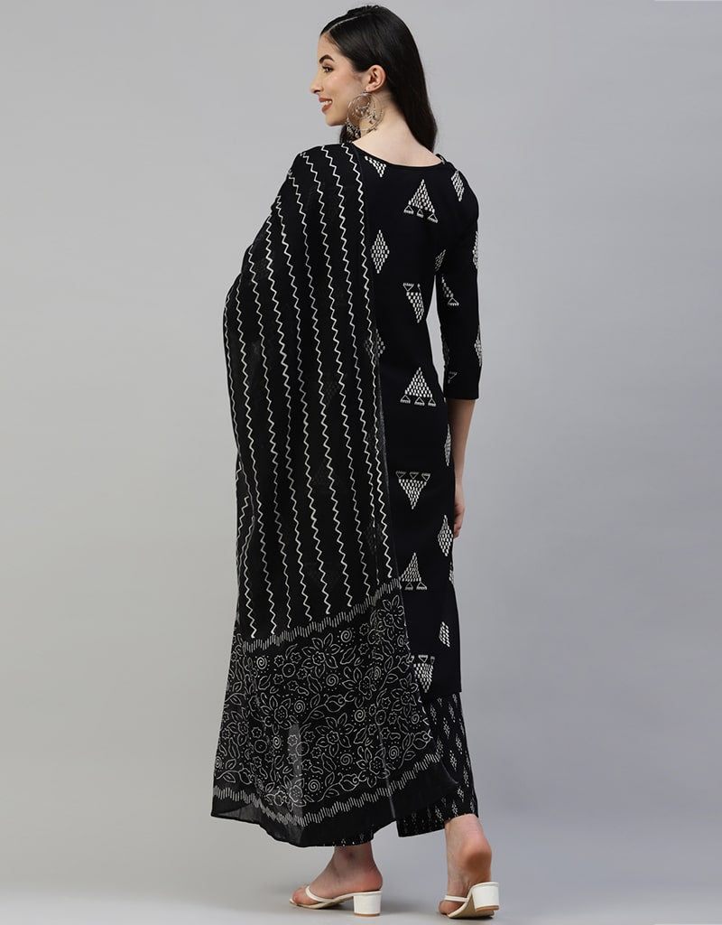 Stylish Black Cotton Palazzo Suit for Women - Comfortable & Flowy Wide Leg Pants Set - Perfect for Summer, Beach Vacations & Boho Fashion
