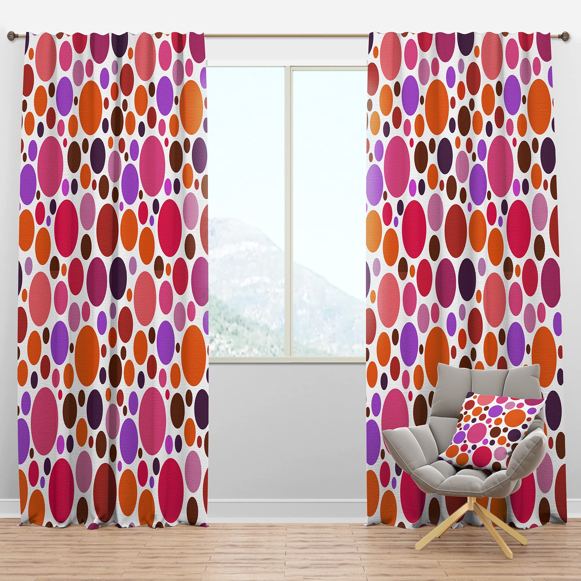 DesignQ Blackout Curtains - Thermal Insulated Abstract Geometric Circular Retro II Window Drapes for Bedroom & Living Room (52x120 Inches, Single Panel) - Perfect for Home Decor, Light Blocking & Temperature Control
