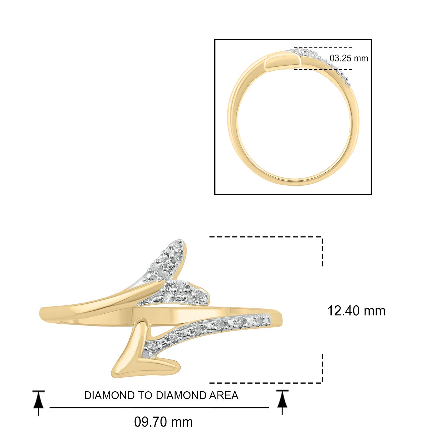 1/20cttw Diamond Arrow Ring for Women - 925 Sterling Silver, Yellow Gold-Plated or Rose Gold-Plated | Elegant Split Shank Design with Round White Diamonds | Perfect Gift for Anniversary, Valentine's Day & Special Occasions