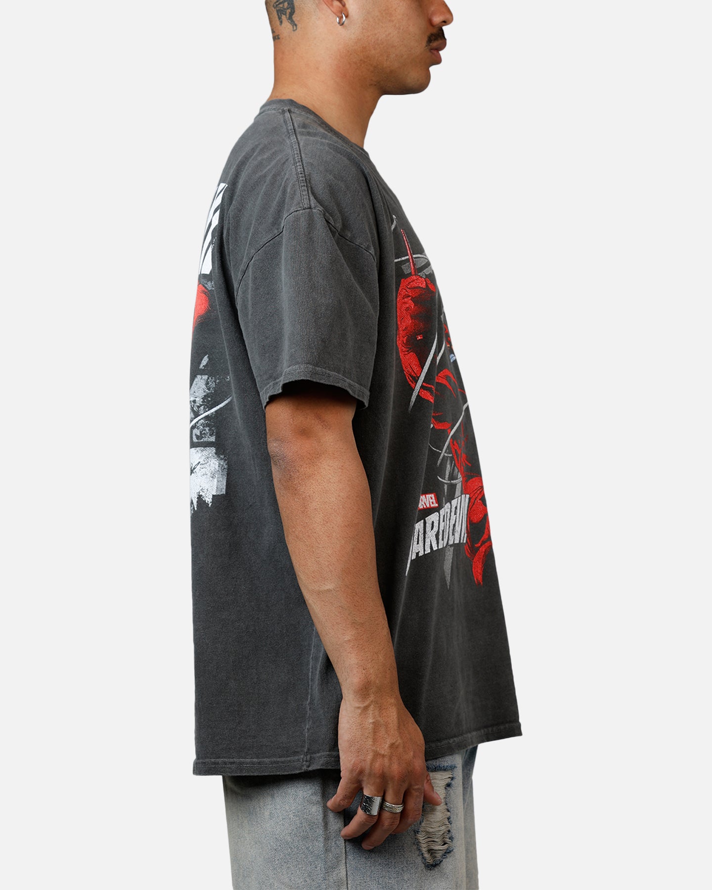 Marvel Daredevil Graphic T-Shirt for Men - Heavyweight Cotton, Black Wash - Perfect for Comic Con, Cosplay & Casual Wear