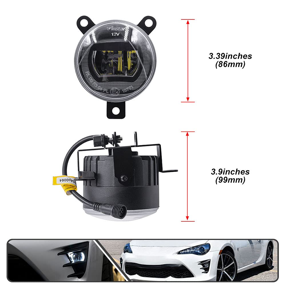 2017-2020 Toyota GT86 White LED Fog Lights & DRL Daytime Running Lights - OEM Style Fog Lamp Bezel Cover - Upgrade for Better Visibility in Rain, Fog & Night Driving