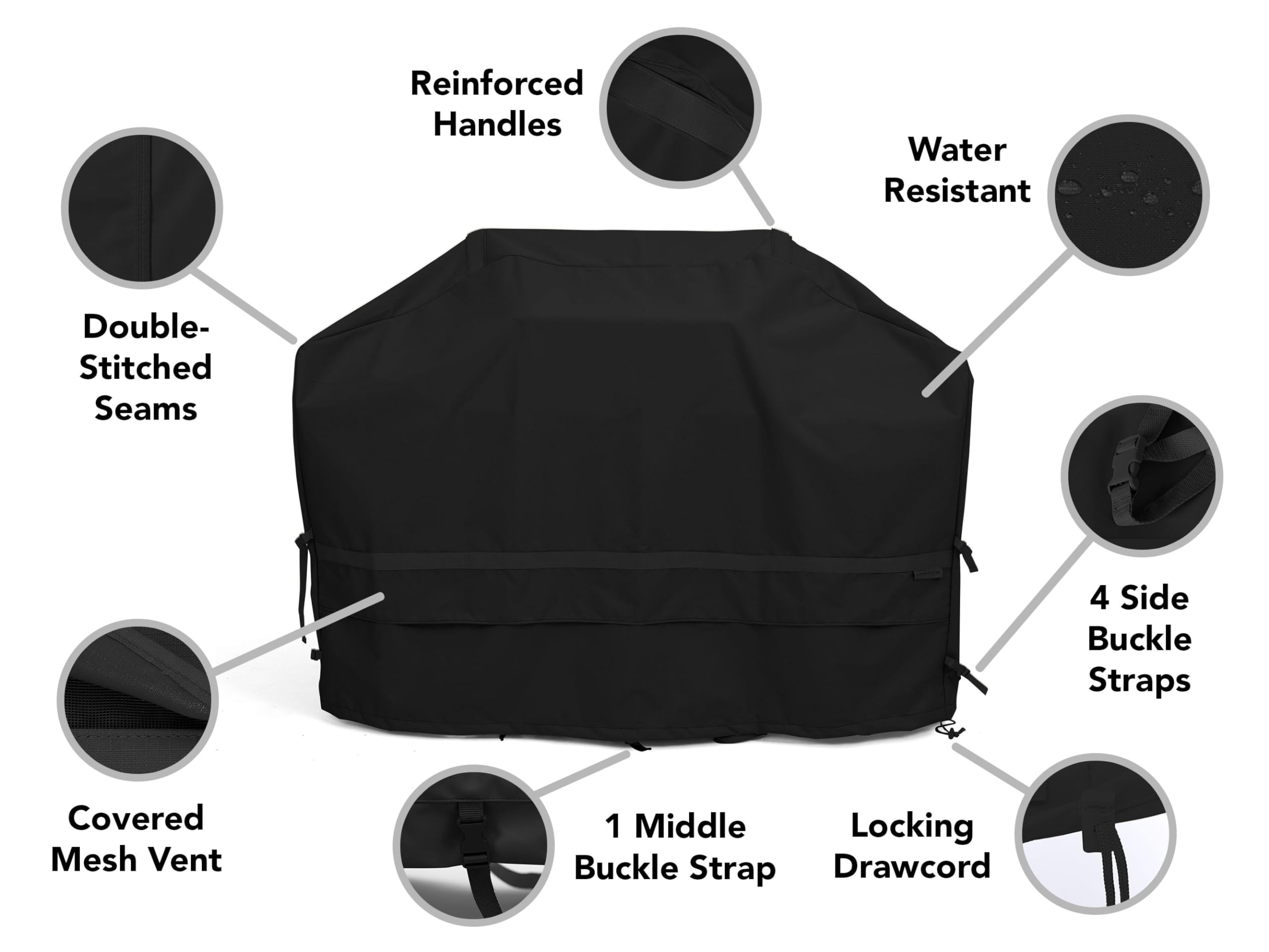 **Heavy Duty 53 Inch Weather Resistant BBQ Grill Cover - 900D Polyester Outdoor Kitchen Cover for Large Grills, Black - Perfect for Patio, Backyard & Camping Protection**