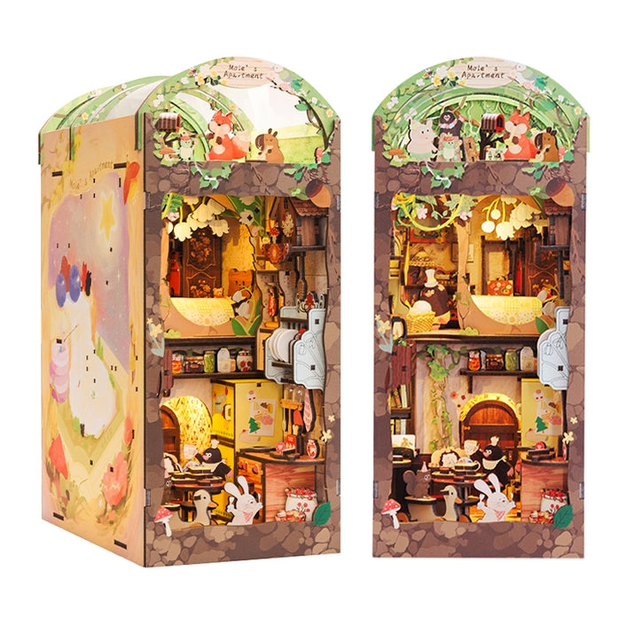 DIY Book Nook Kit - Mole's Apartment Miniature Bookshelf Insert with Dust Cover | Perfect for Book Lovers, Home Decor & Gifts