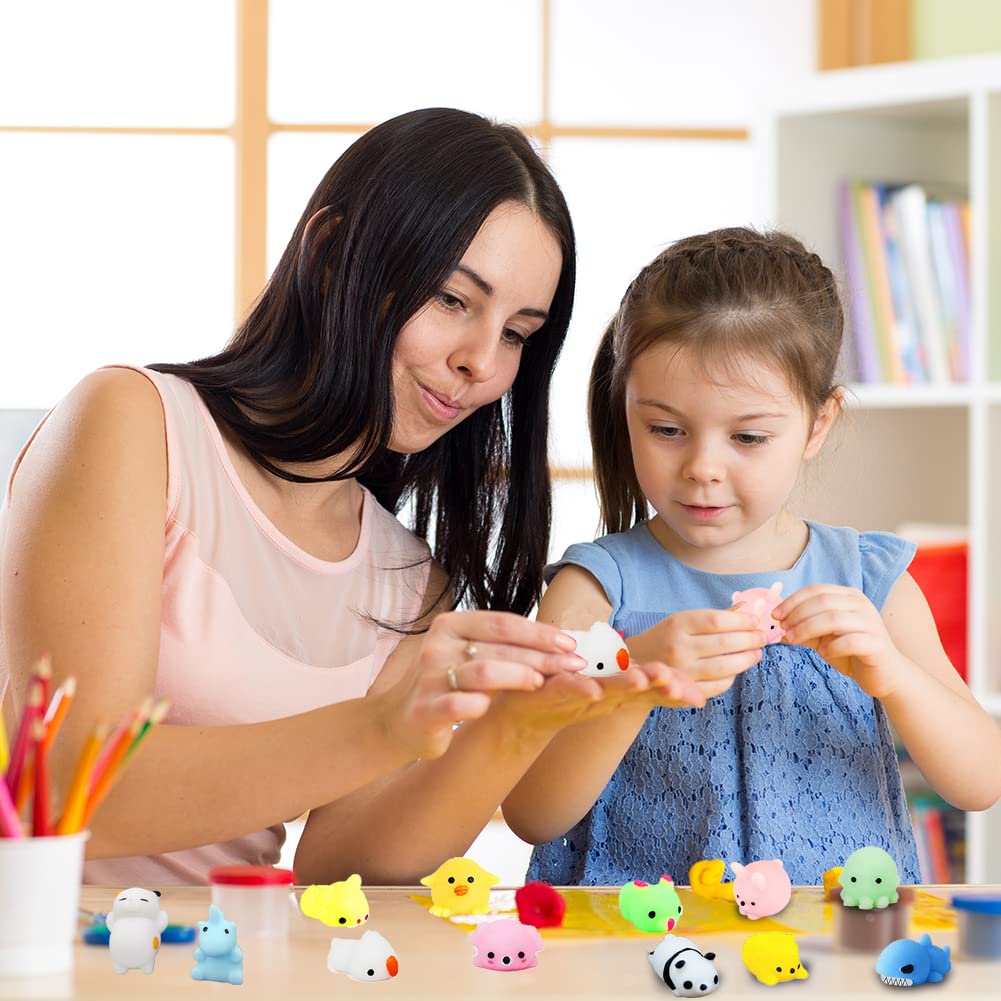 Kawaii Mochi Squishies Toys 28PCS - Stress Relief for Kids, Party Favors & Gifts for Easter, Birthdays & Classrooms
