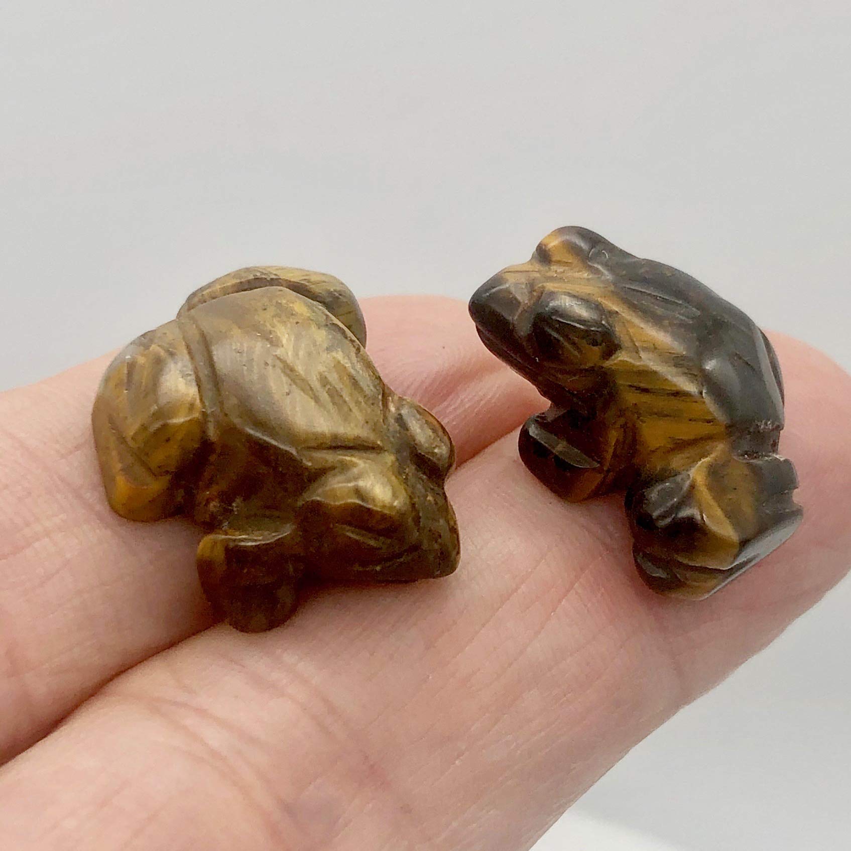 Hand Carved Tigereye Frog Beads for Jewelry Making - Prosperity 2 | Natural Stone Beads for DIY Bracelets, Necklaces & Spiritual Crafts