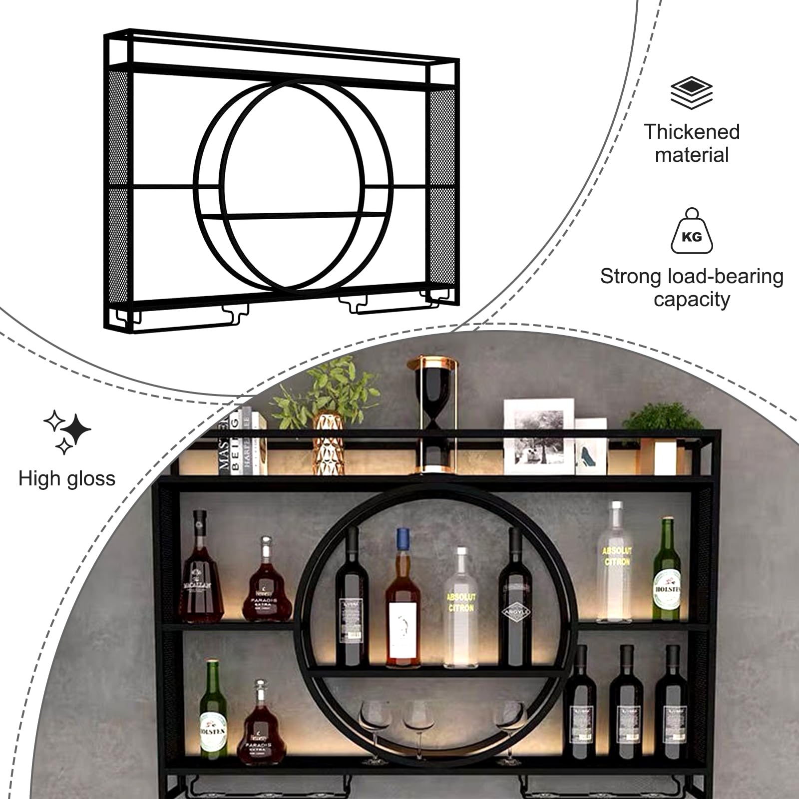 Wall Mounted Metal Wine Rack - 47.2