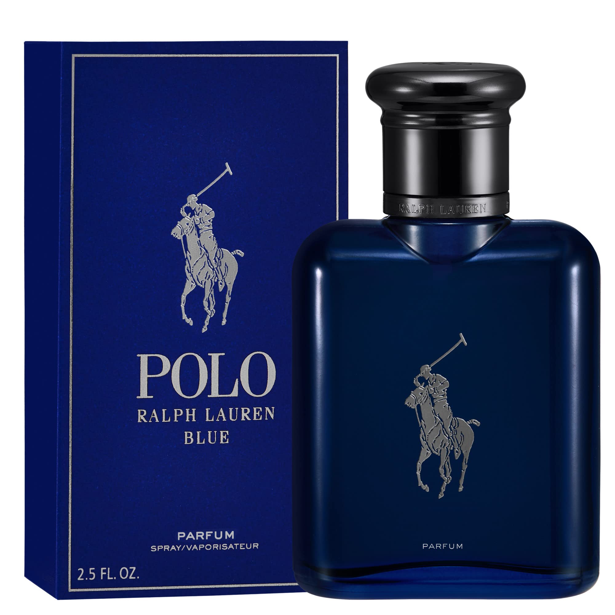 Ralph Lauren Polo Blue Eau de Parfum for Men - Refillable Cologne Set with Citrus, Oak & Vetiver Notes - 2.5 Fl Oz Bottle + 5.1 Fl Oz Refill - Perfect for Date Night, Office & Special Occasions