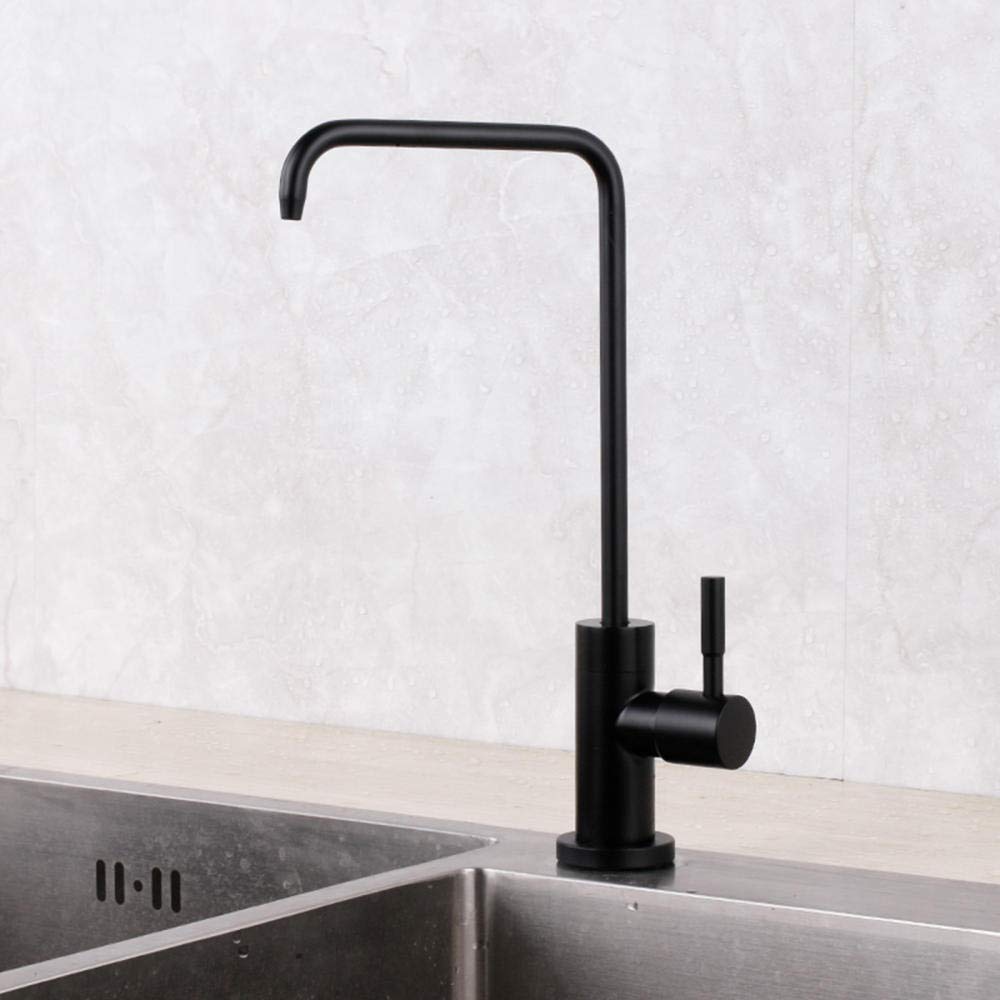 Stainless Steel Rotatable Kitchen Tap Mixer for Drinking Water - Single Hole Water Filter Faucet, Compatible with Water Purifier (Black) - Perfect for Home, Office, and RV Use