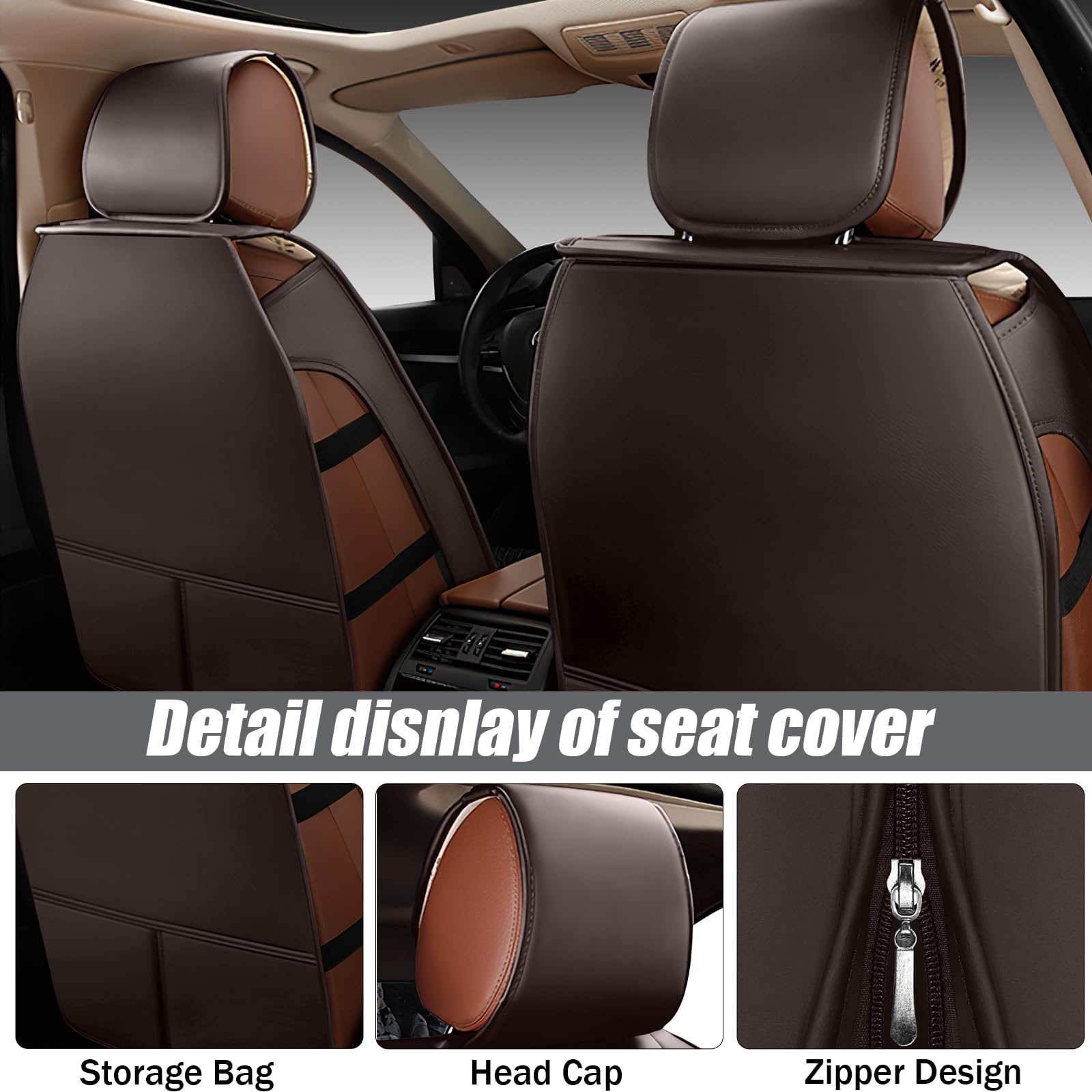 Chrysler Pacifica Front Seat Covers 2002-2025 - Airbag Compatible Universal Fit for Most Sedans, Hatchbacks, SUVs & Pickup Trucks - Coffee Color - Perfect for Daily Commute, Road Trips & Family Travel