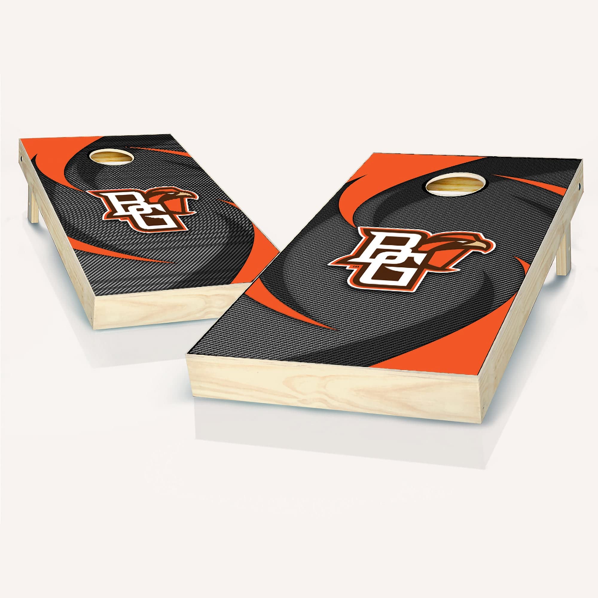 Bowling Green Swoosh Cornhole Game Set - 2 Premium Wooden Cornhole Boards & 8 Bean Bags - Perfect for Backyard Parties, Tailgating, and Outdoor Family Fun