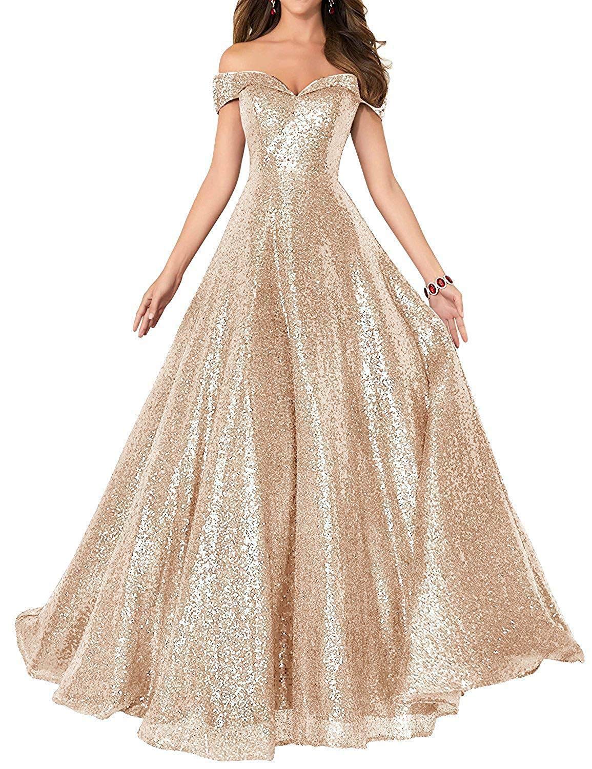 Sparkly Sequin Off Shoulder Prom Dress for Women - Long Sweetheart Wedding Party Gown with Elegant Ball Gown Style | Perfect for Homecoming, Formal Dances, Evening Galas & Special Occasions