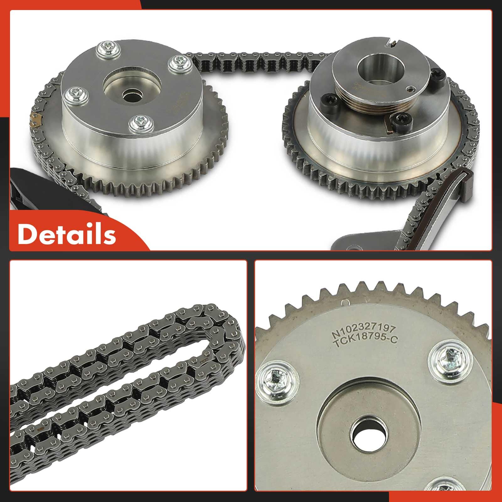 Premium 6-Piece Engine Timing Chain Kit with Sprocket, Tensioner & Guide for Hyundai Elantra 2011-2013, Elantra GT 2013 & Kia Soul 2012-2014 - DOHC 1.8L 2.0L - Perfect for Engine Repair & Maintenance