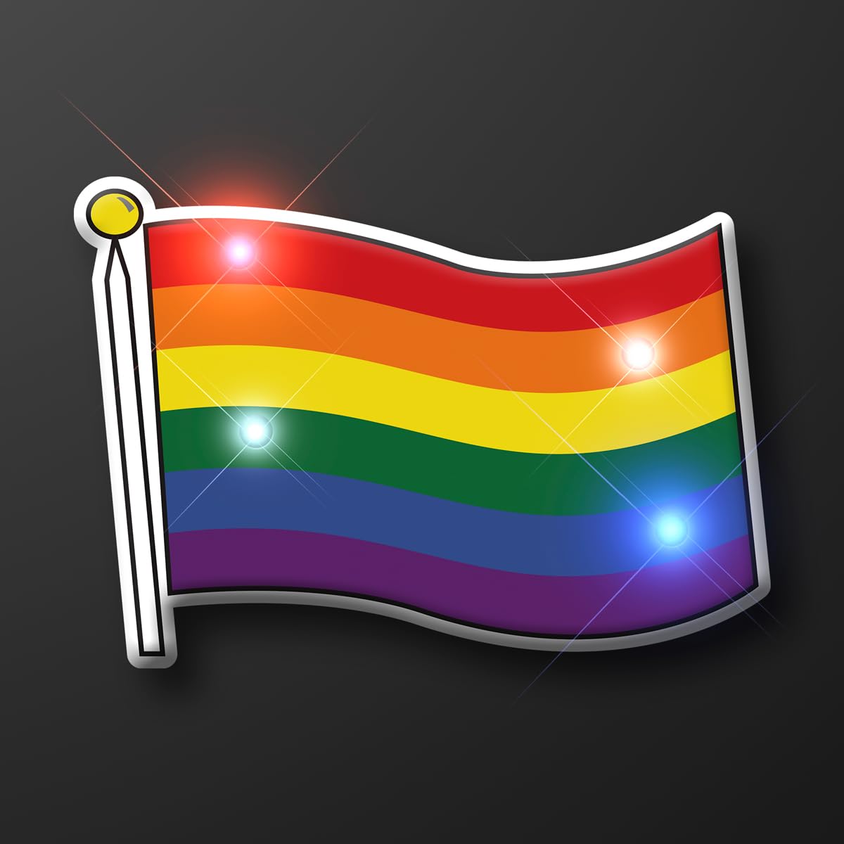 LED Rainbow Flag Pins - Flashing Pride Accessories for LGBTQ+ Events, Parades & Celebrations | Colorful Light Up Badges for Pride Month, Parties & Festivals
