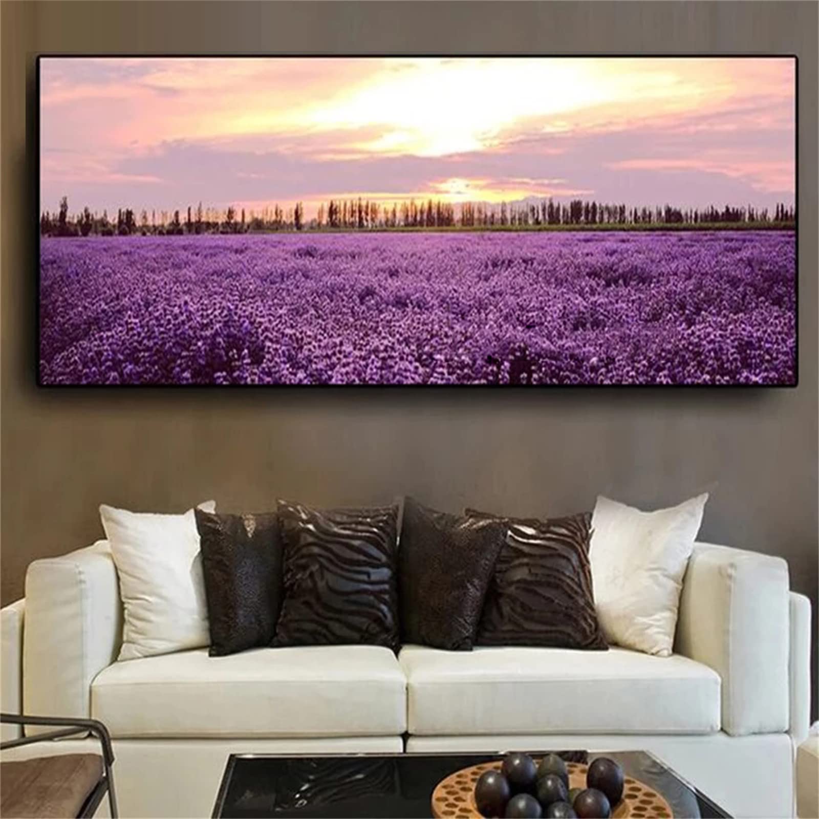 Lavender Flower Diamond Painting Kit for Adults - Full Drill 5D DIY Diamond Art with Rhinestones, 12x36 Inch Wall Decor for Home, Office & Gifts | Relaxing Craft Hobby & Stress Relief Activity