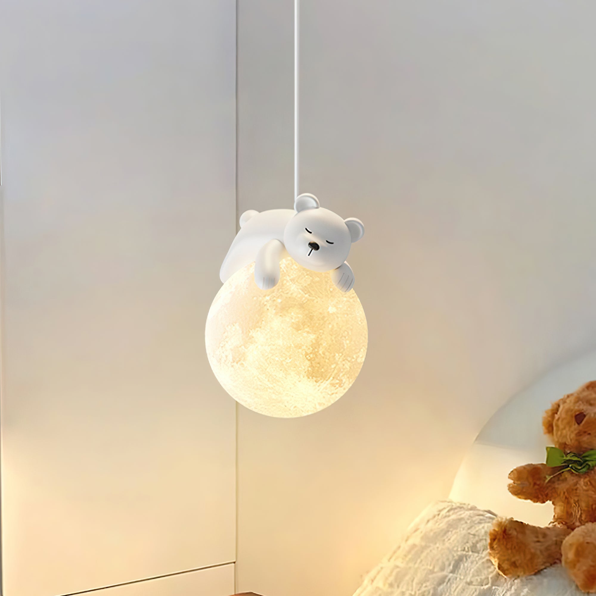 Stylish Cream Animal Pendant Lamp - Modern Nursery Decor, Kids Room Lighting & Boho Home Accent