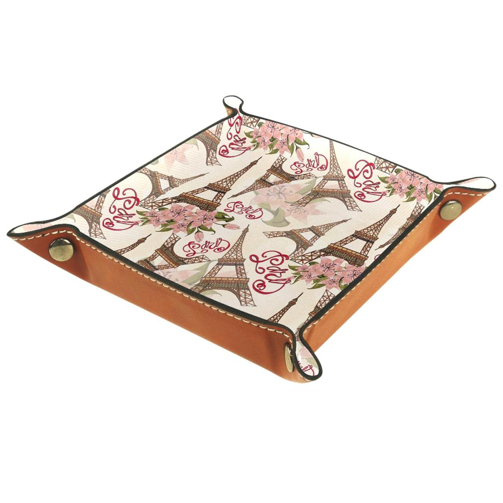 Paris Eiffel Tower Decorative Storage Box - Elegant Desktop Tray for Jewelry, Keys, Coins & Essentials | Perfect for Bedside, Vanity, Office & Gift Giving