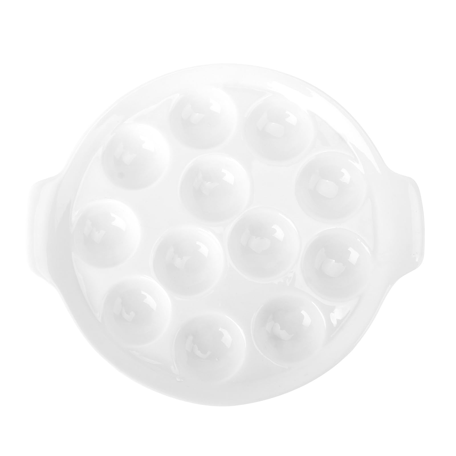 DOITOOL White Ceramic 12-Compartment Escargot Baking Dish - Mushroom Snail Plate for Cooking, BBQ, Restaurants & Hotels | Perfect for French Cuisine, Appetizer Serving & Party Entertaining