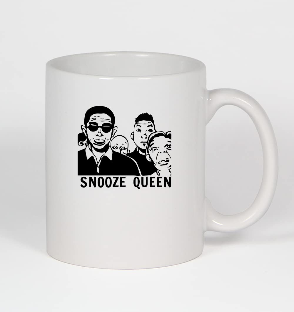 11oz Ceramic White Coffee Mug - Snooze Queen Anime Design - Perfect for Tea, Hot Chocolate & Office, Home Use