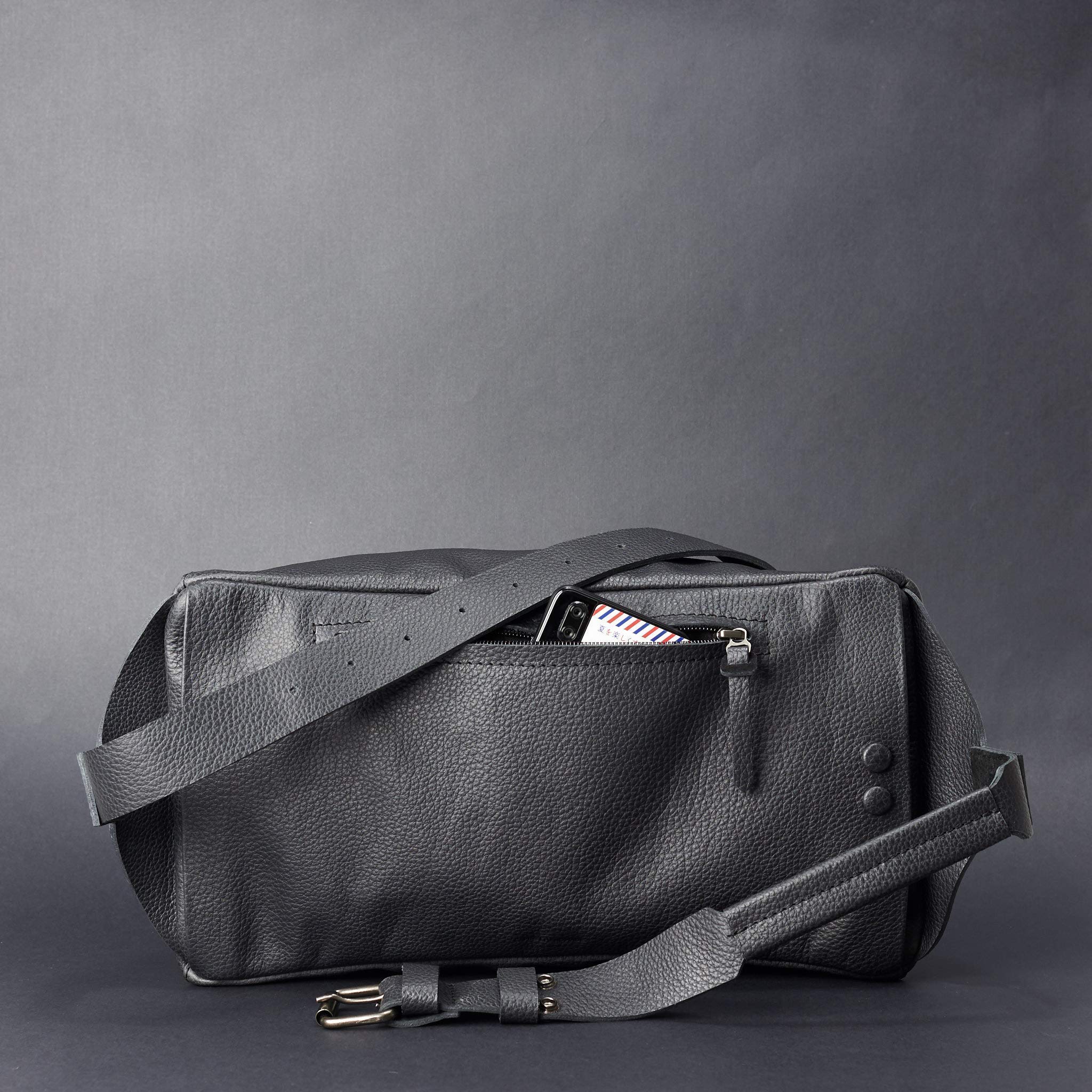 Black Leather Sling Backpack for Men - Single Strap Small Shoulder Bag - Stylish Crossbody Daypack for Street Fashion, Everyday Carry & Festivals - Perfect Gift for Travel & Urban Lifestyle