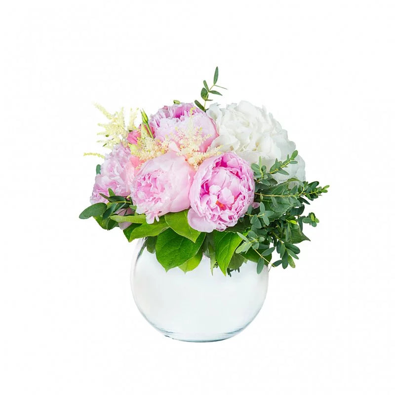 Elegant Silver Vase with Fresh Peonies - Perfect for Home Decor, Wedding Centerpieces & Gift Giving