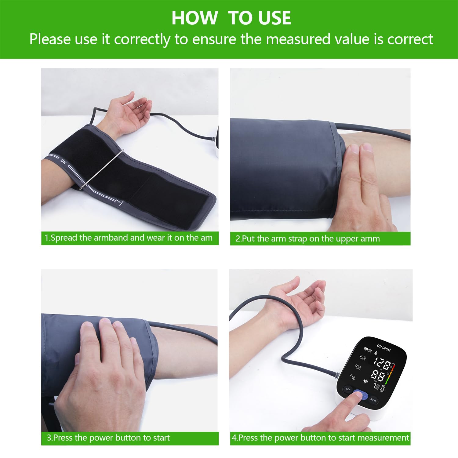 Accurate Upper Arm Blood Pressure Monitor for Home Use - Digital BP Machine with 180 Reading Memory, Adjustable Cuff (8.7
