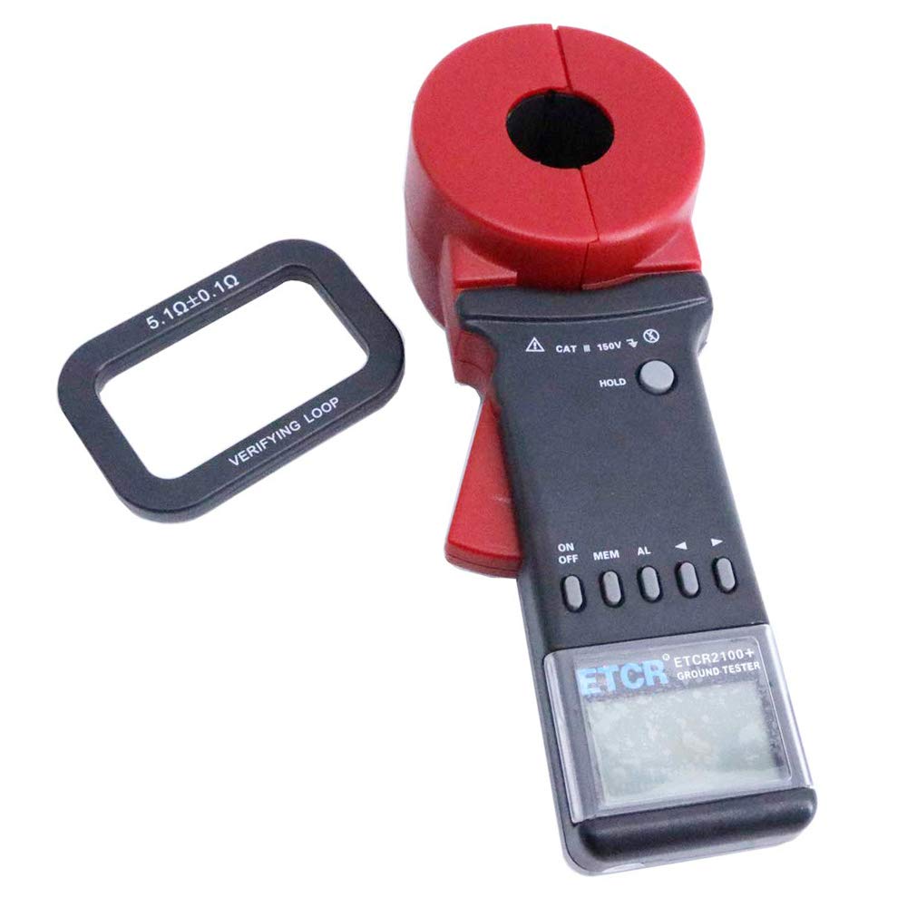 ETCR2100+ Digital Clamp Ground Resistance Tester - 0.01 to 1200Ω, 32mm Jaw, 99 Data Storage, Alarm Function | Perfect for Electrical Maintenance, Industrial Safety Testing & Grounding System Inspection