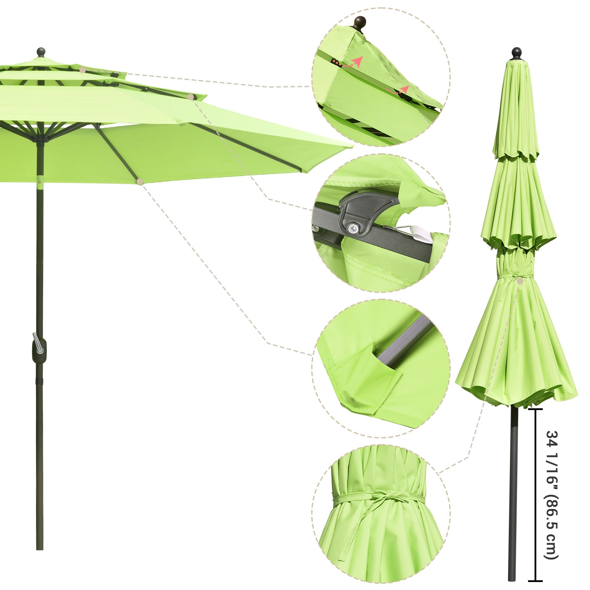 Yescom 11 Ft 3 Tier Outdoor Patio Umbrella with Crank Tilt Mechanism & Protective Cover - Perfect for Poolside, Backyard, Garden, and Beach Shade