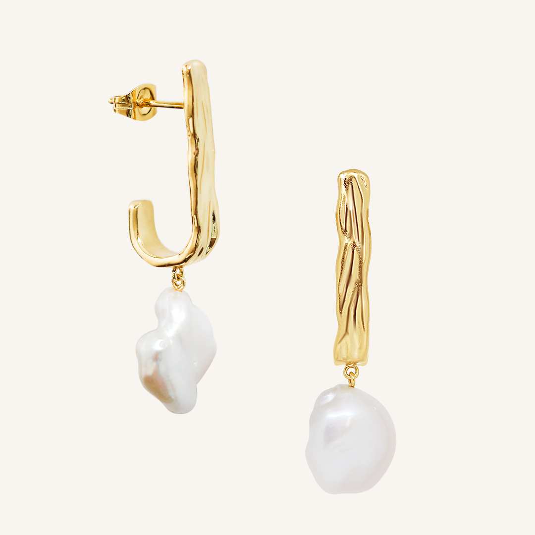 Dune Pearl Earrings for Women - Elegant Freshwater Pearl Stud Earrings - Perfect for Weddings, Parties & Everyday Wear
