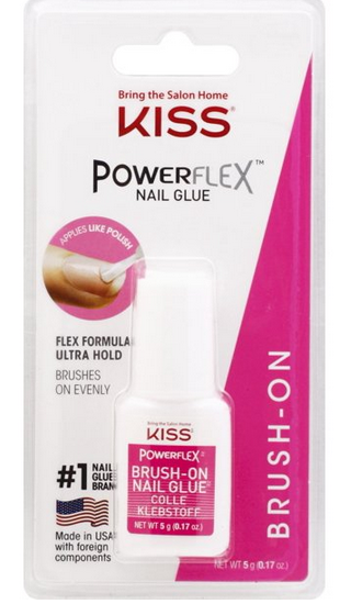 KISS POWERFLEX Brush-On Nail Glue - Strong & Quick-Drying Nail Adhesive for Acrylic Nails, Press On Nails & Nail Tips - Perfect for Salon, Home Manicures & Nail Art