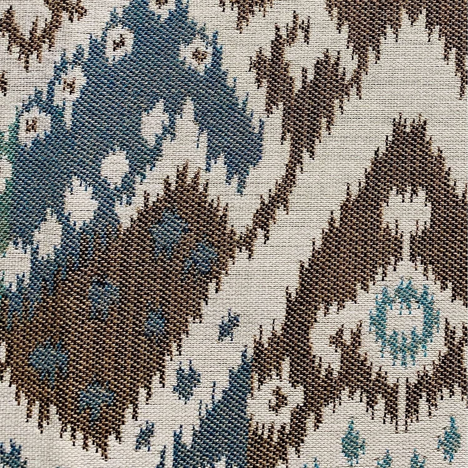 Plutus Brands Shoshone Valley Blue Brown Ikat Luxury Outdoor/Indoor Throw Pillow - Decorative Cushion for Sofa, Bed, Patio & Living Room