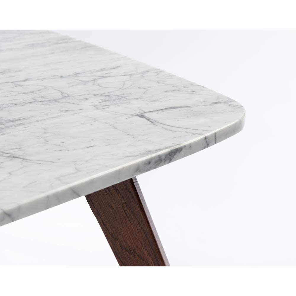 Italian Carrara White Marble Coffee Table with Oak Legs for Living Room