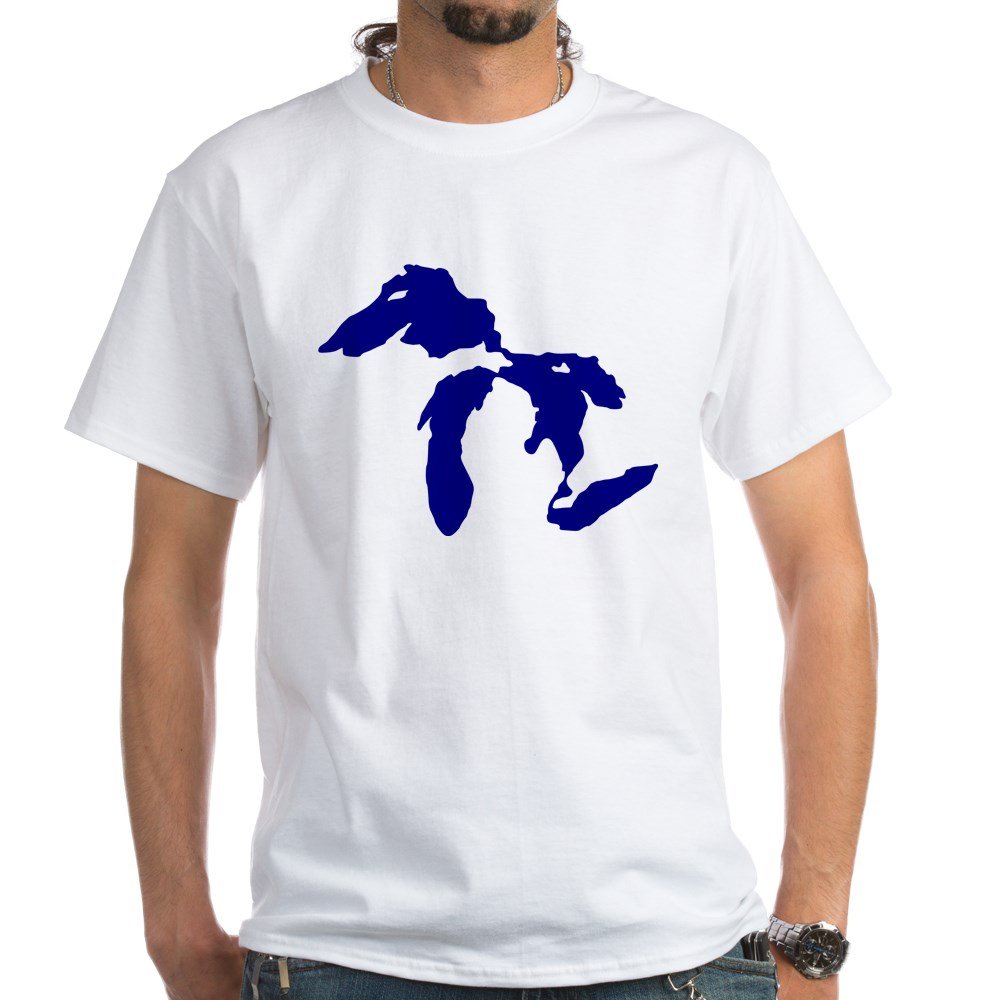 Great Lakes White Cotton T-Shirt for Men & Women - Comfortable Casual Tee for Travel, Beach, and Outdoor Activities